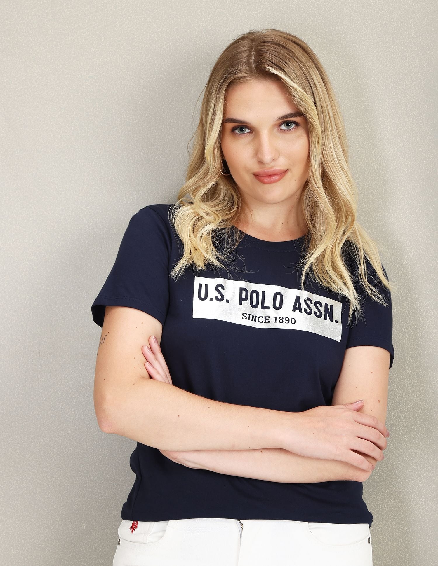 Metallic Brand Print Cotton T-Shirt