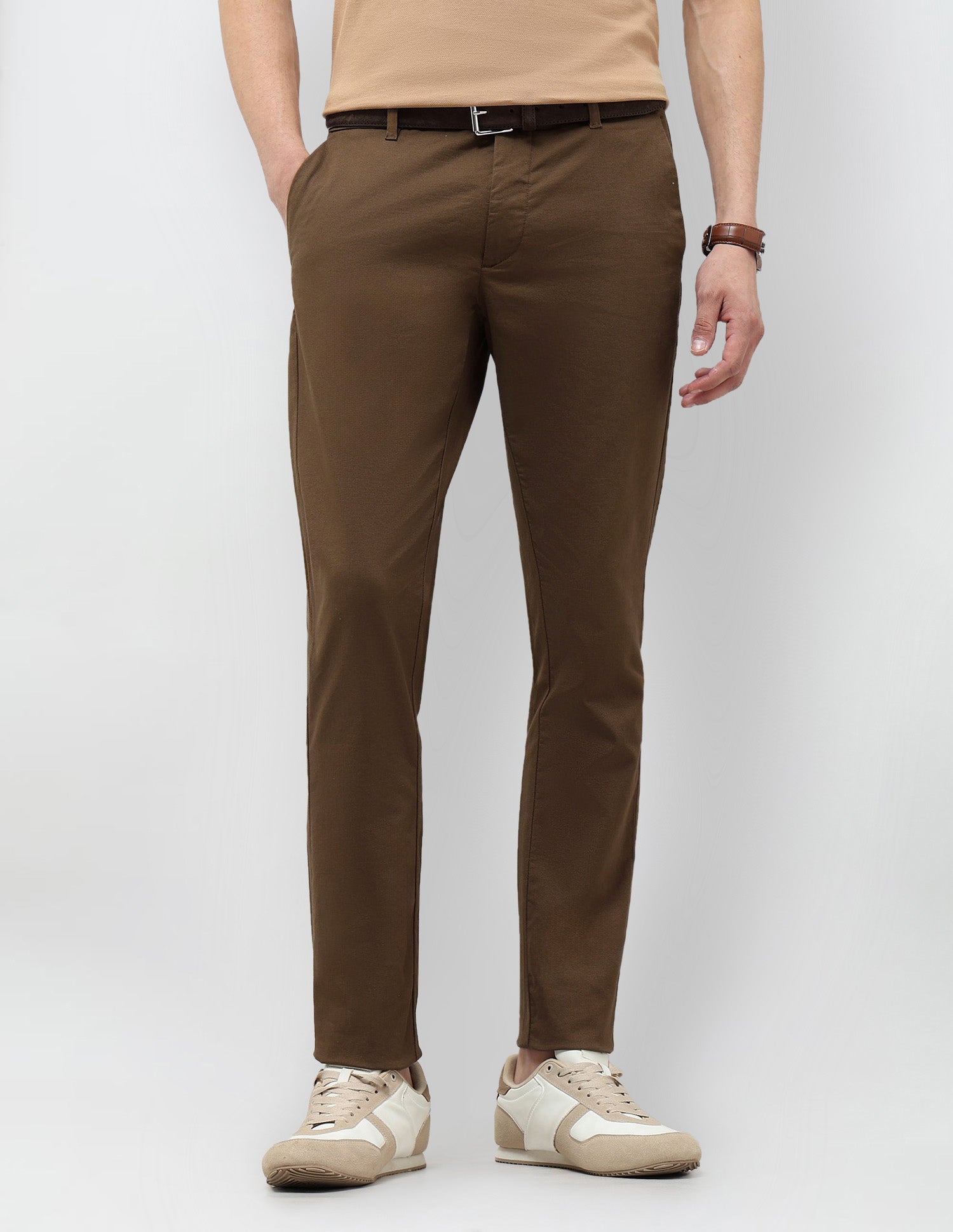 Textured Slim Fit Trousers