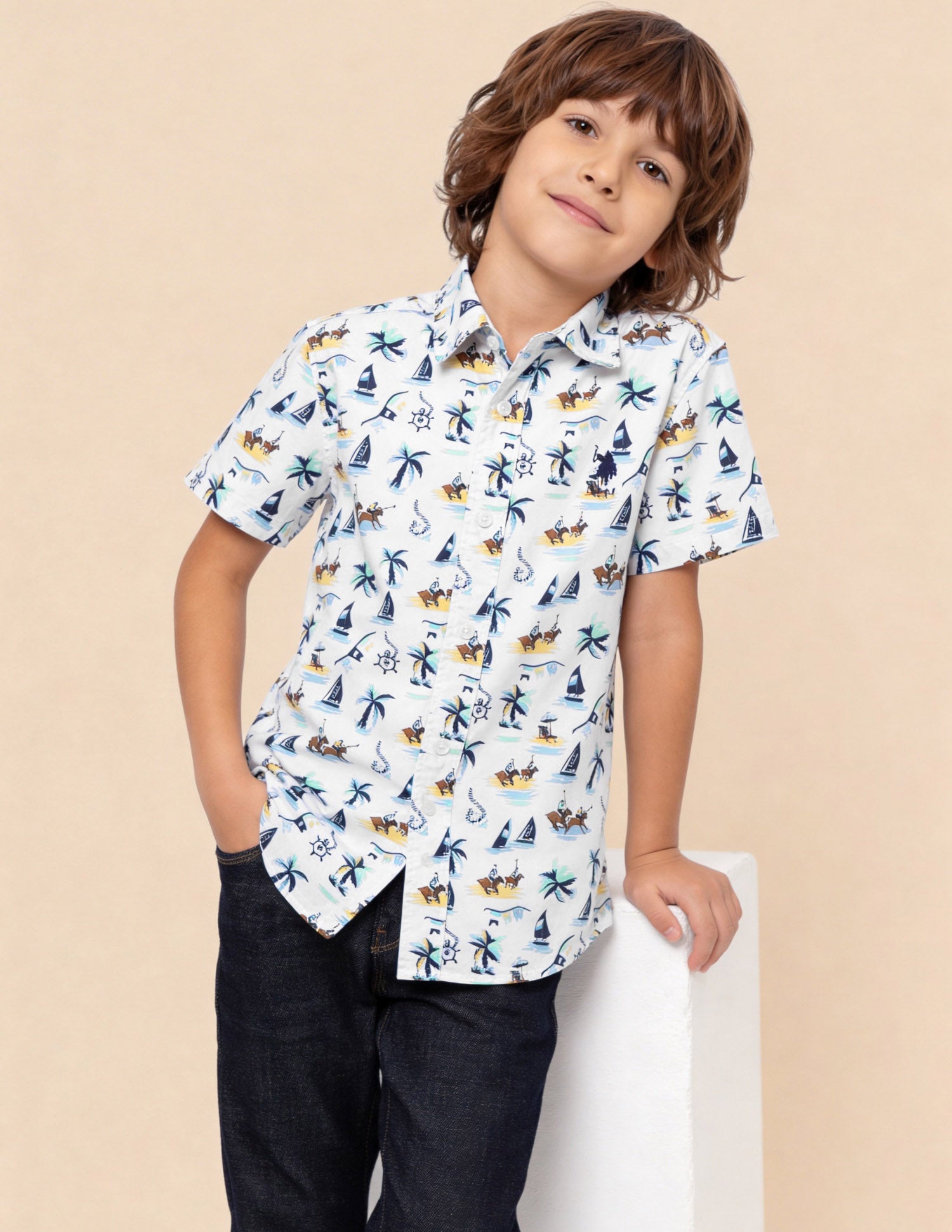 Graphic Printed Regular Fit Shirt Blue - U.S. Polo Assn. India | Large