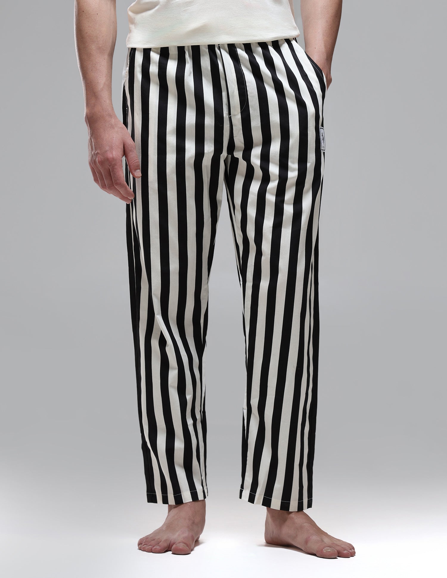 Vertical Striped Mid Rise OELP1 Lounge Pants Black - U.S. Polo Assn. India | Large