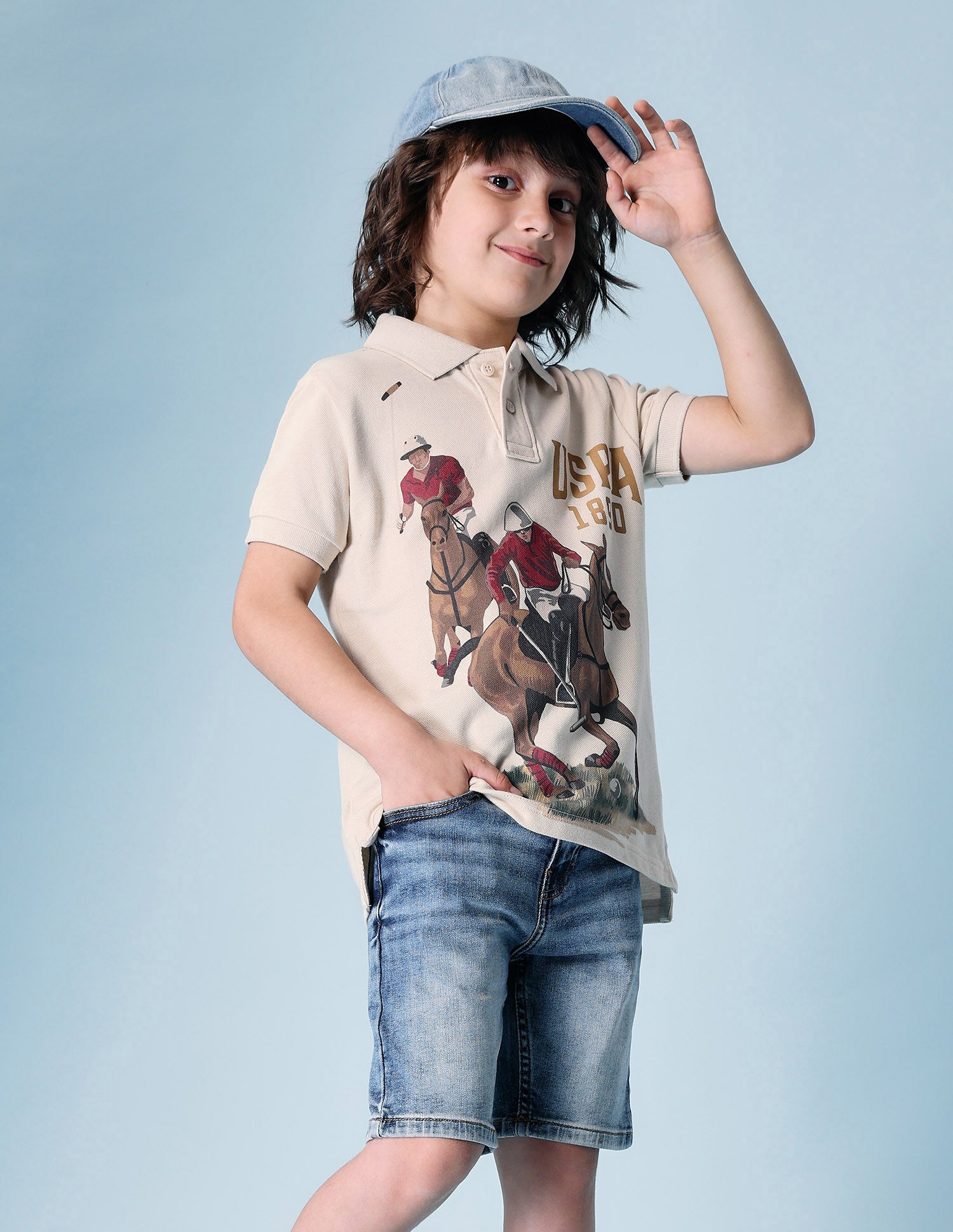Boys Brand Printed Pure Cotton Polo Shirt