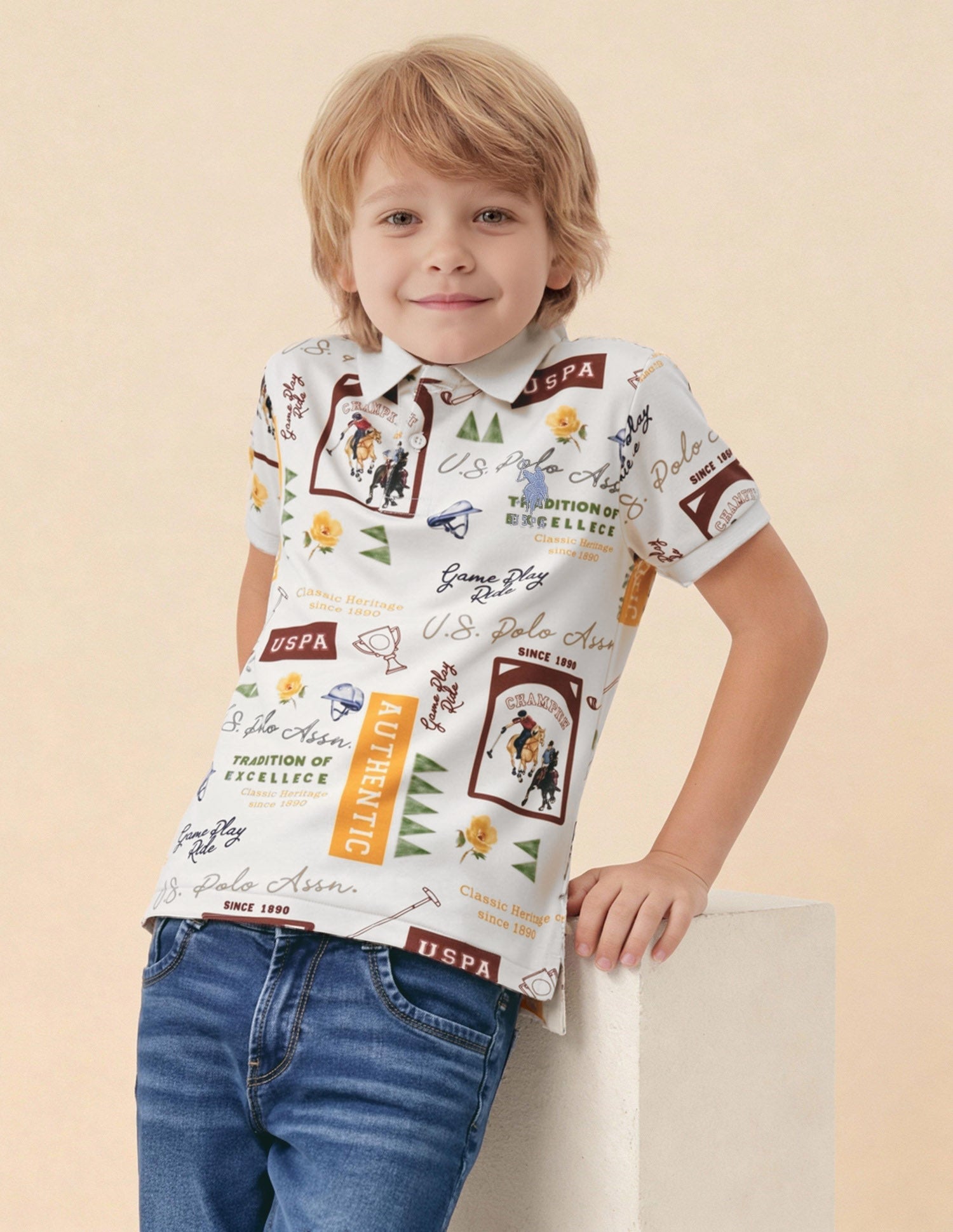 Graphic Brand Printed Regular Fit Polo Shirt