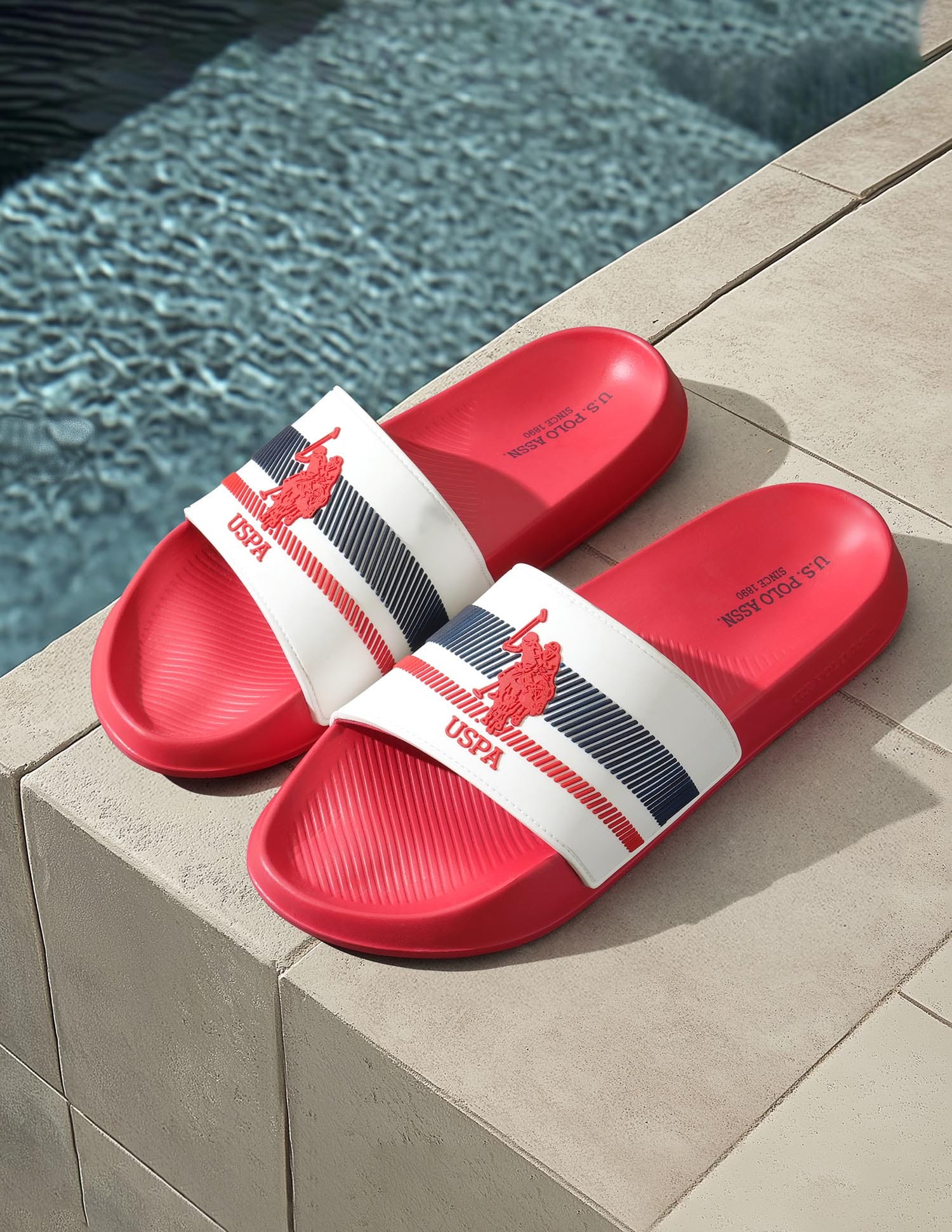 Men Rafa Printed Sliders Red - U.S. Polo Assn. India | Large