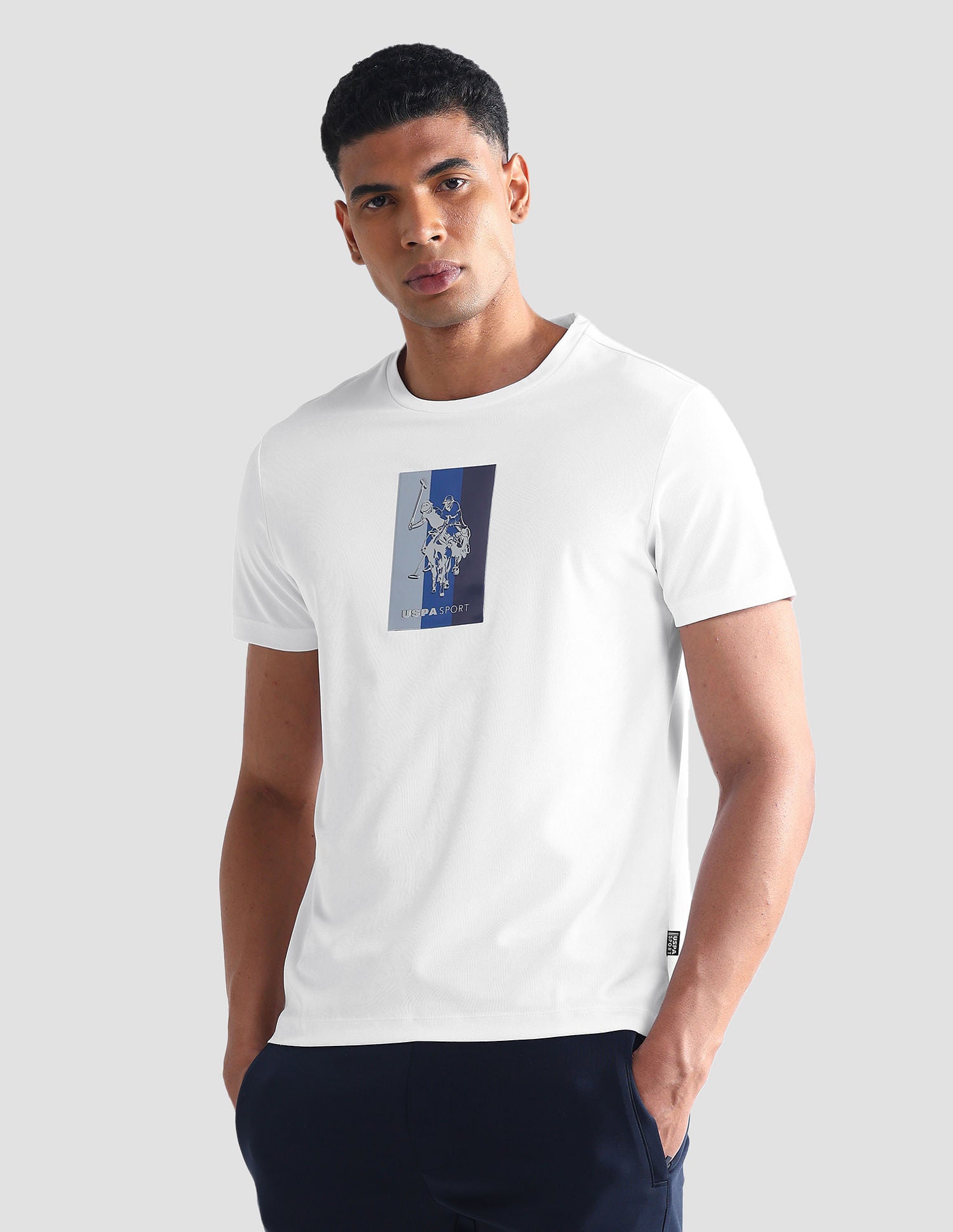 Slim Fit Honeycomb T-Shirt White - U.S. Polo Assn. India | Large