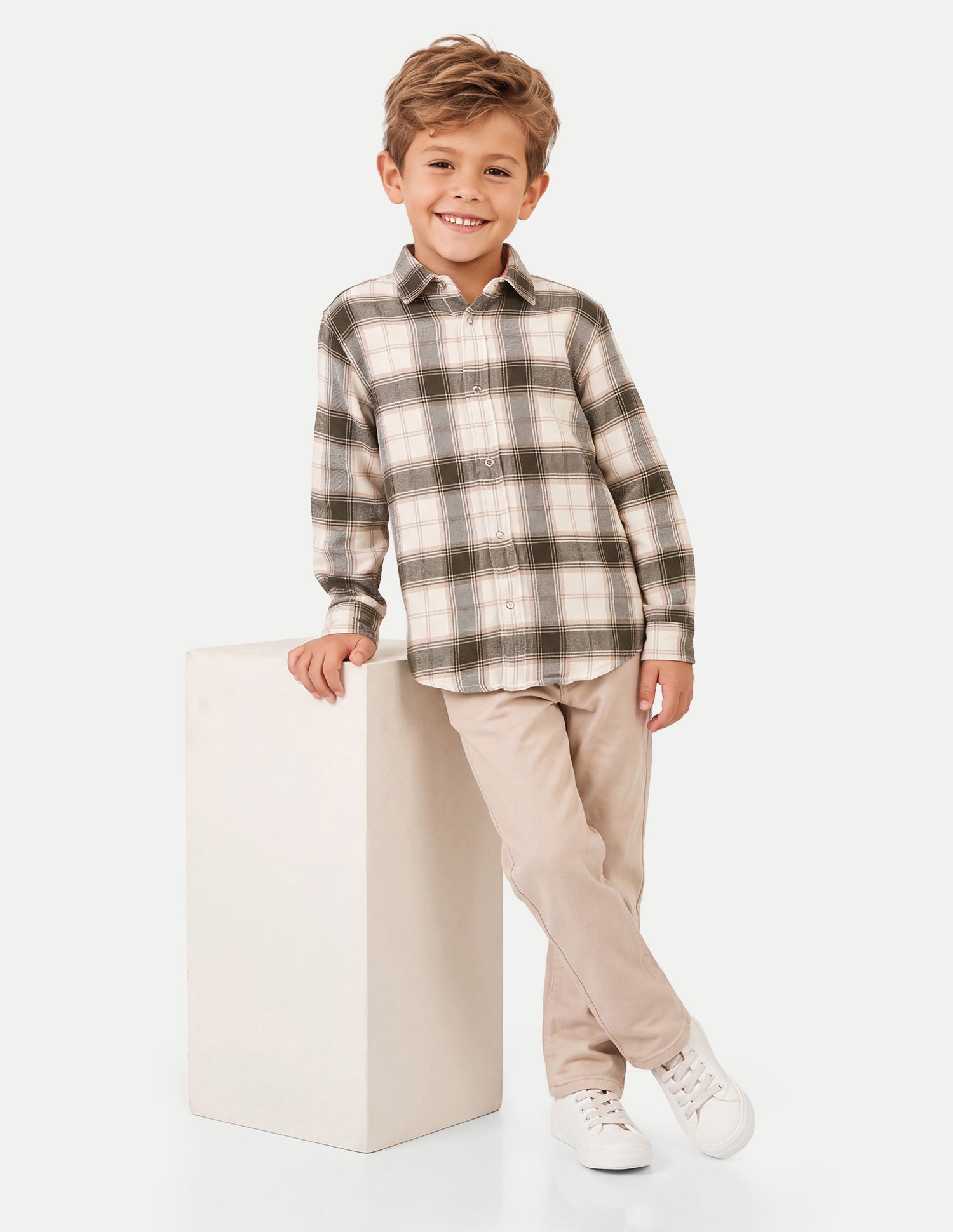 Plaid Checked Twill Shirt Beige - U.S. Polo Assn. India | Large