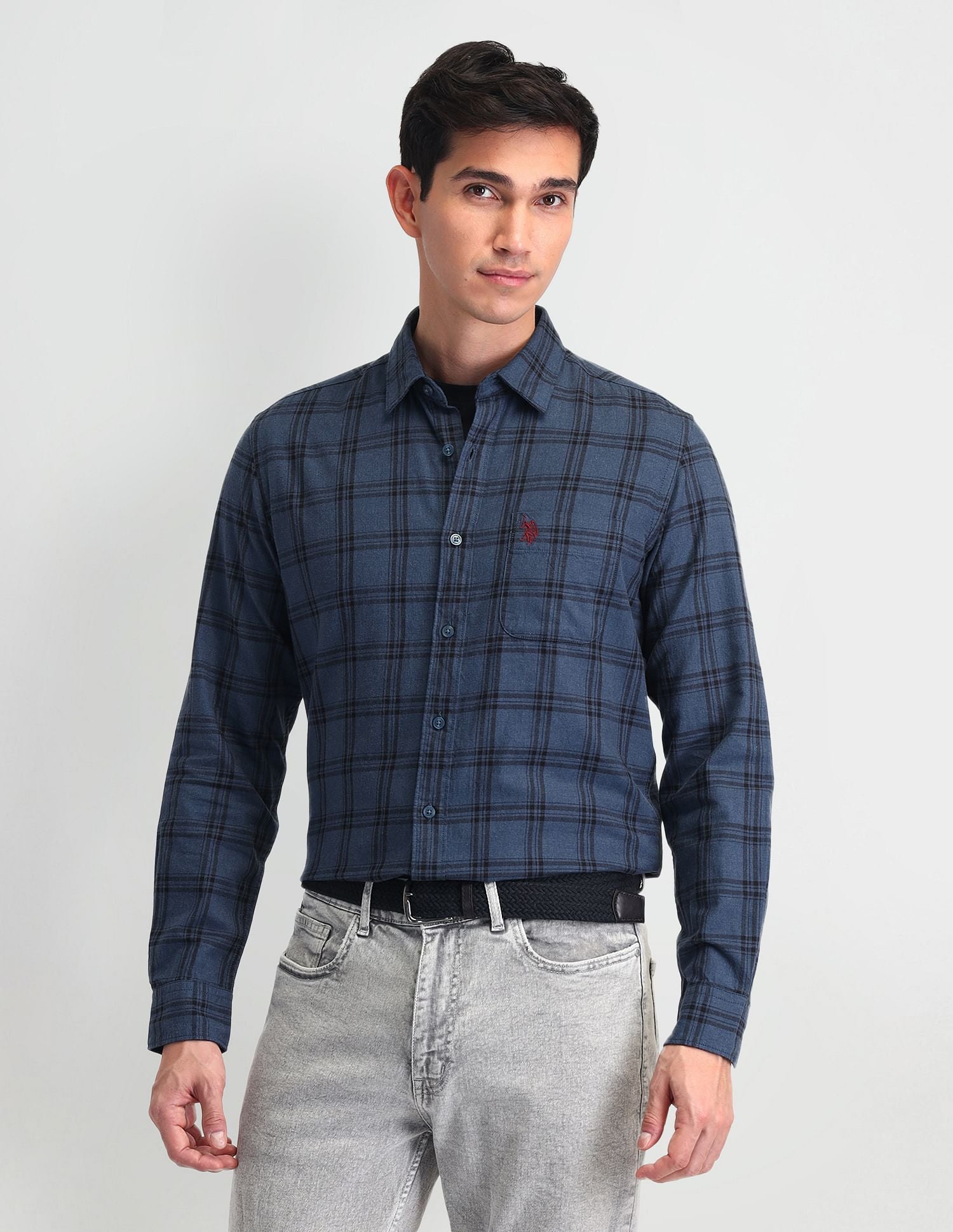 Tartan Check Regular Fit Shirt Blue - U.S. Polo Assn. India | Large