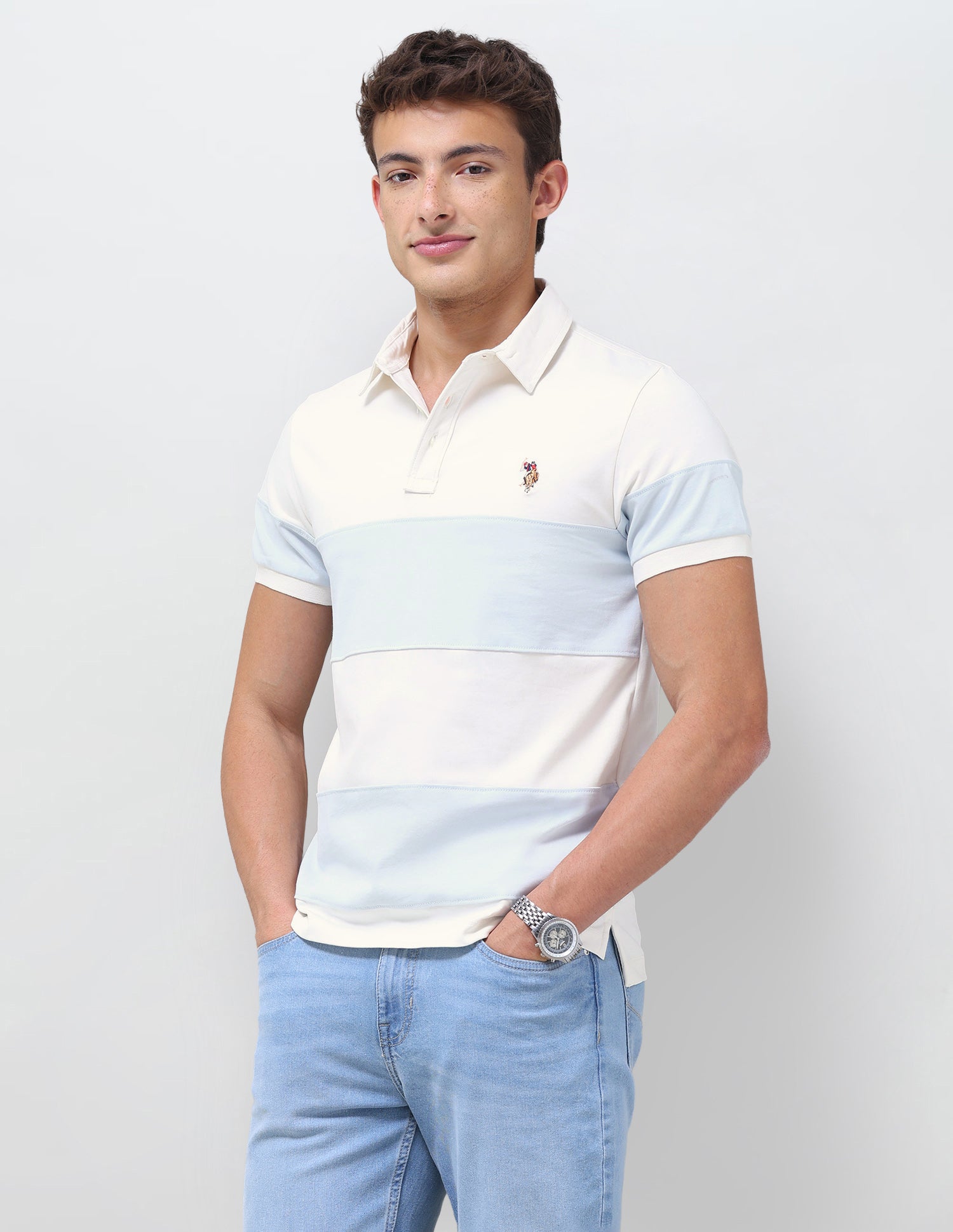 Colourblocked Slim Fit Polo Shirt