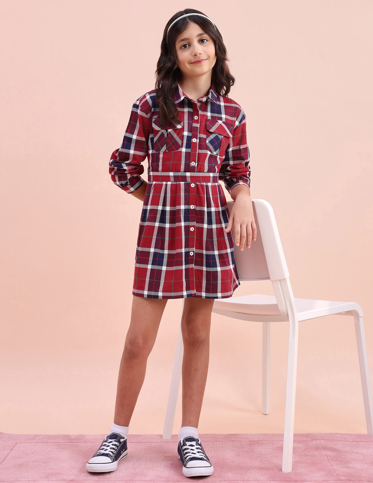 Girls Checked Shirt Dress Multicolour - U.S. POLO ASSN. | Large