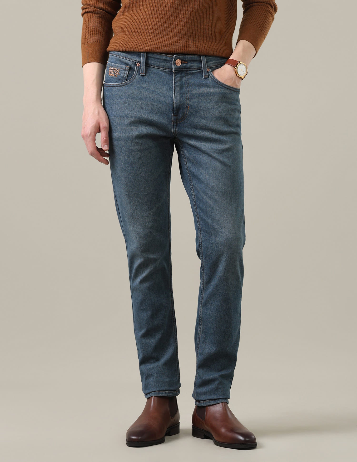 Brandon Slim-Tapered Fit Blue Jeans Blue - U.S. Polo Assn. India | Large
