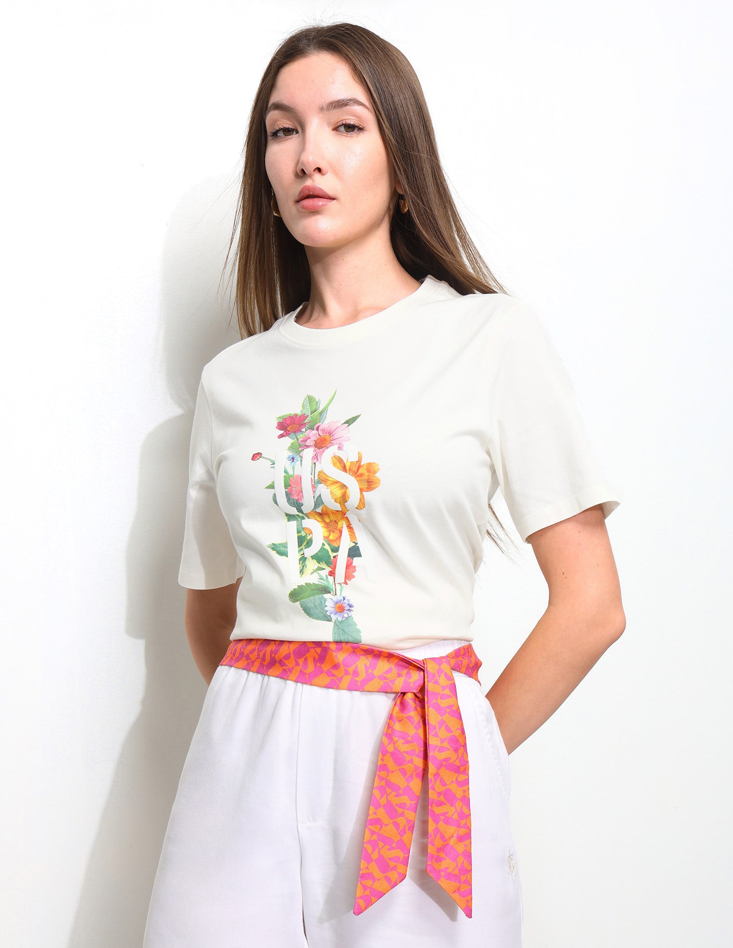 Digital Hd Floral Printed Boxy Fit T-Shirt Off White - U.S. Polo Assn. India | Large