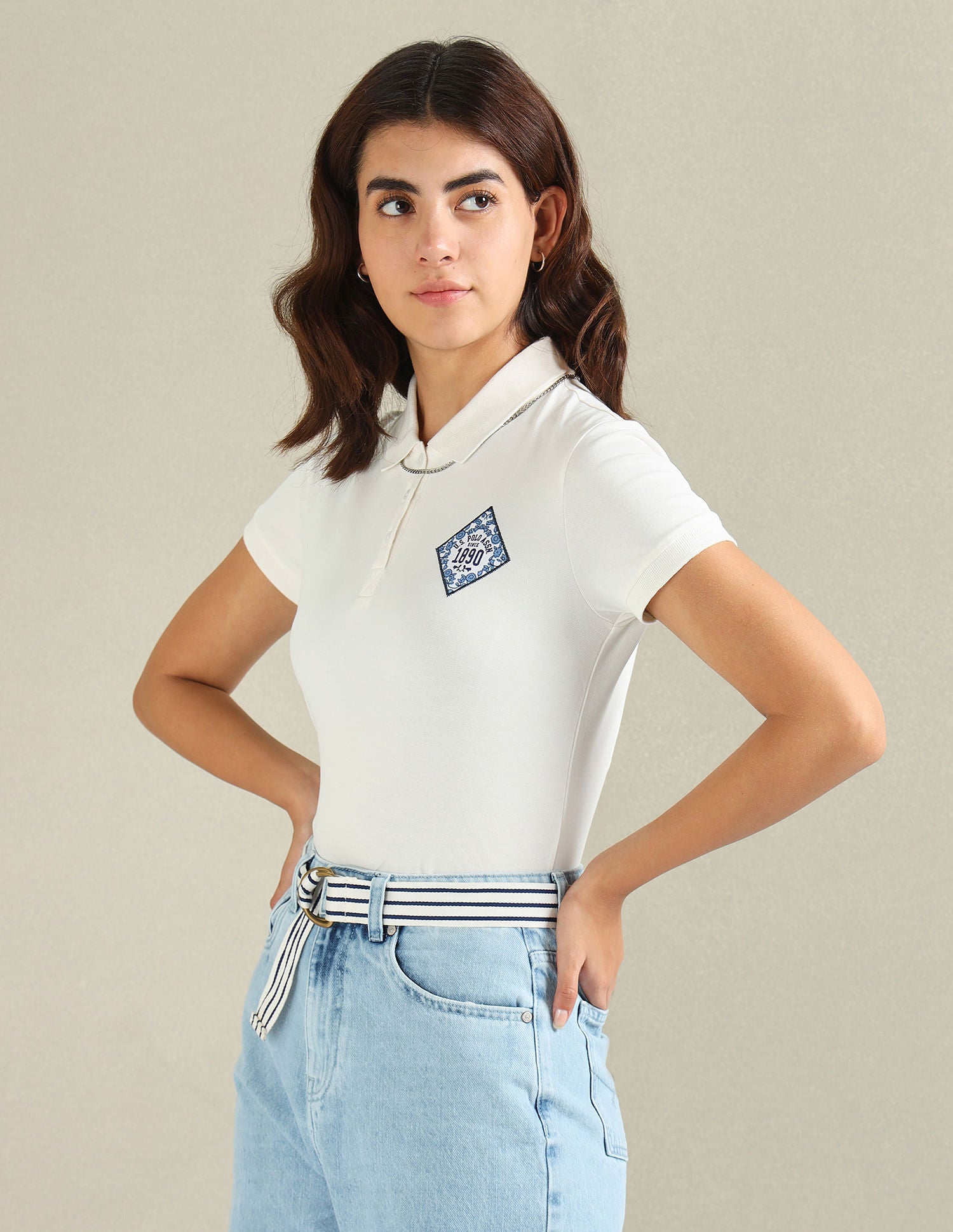 Ornamental Tile Logo Polo Shirt Off-White - U.S. Polo Assn. India | Large