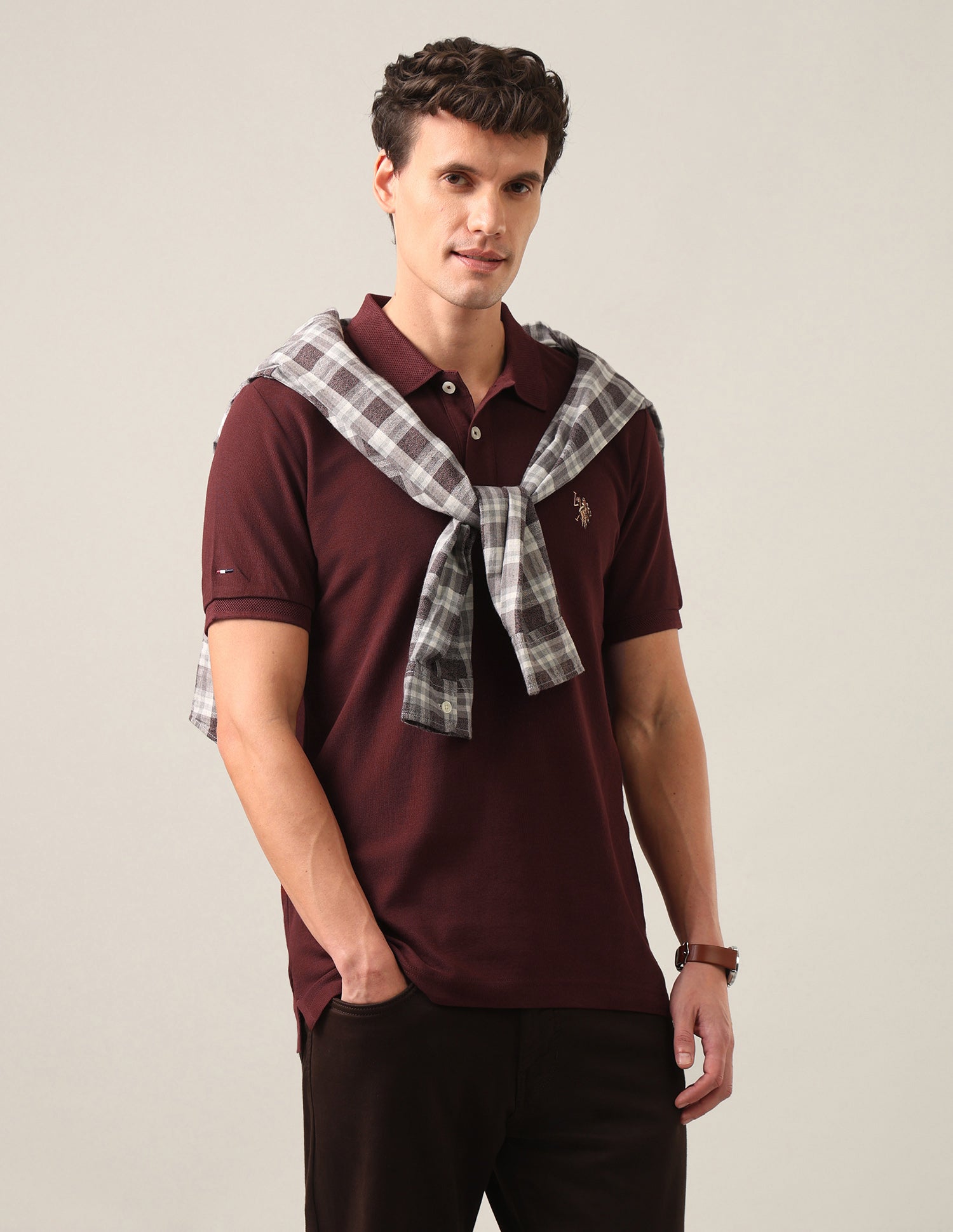 Solid Slim Fit Polo Shirt Rust - U.S. Polo Assn. India | Large