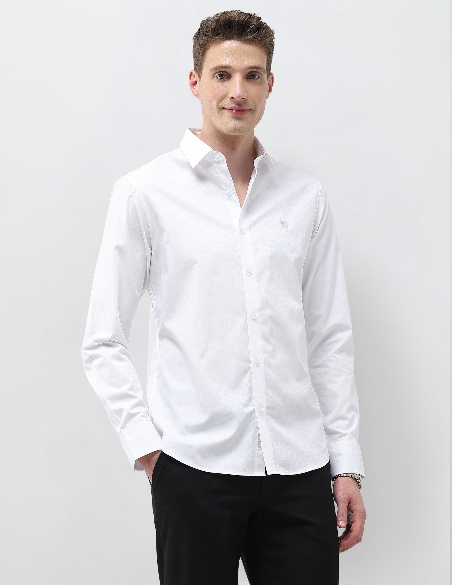 Dobby Self Design Vertical Striped Shirt