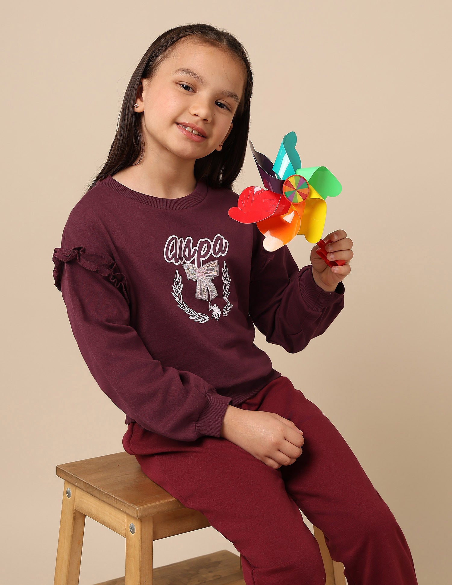 Girls Brand Printed Regular Fit Sweatshirt