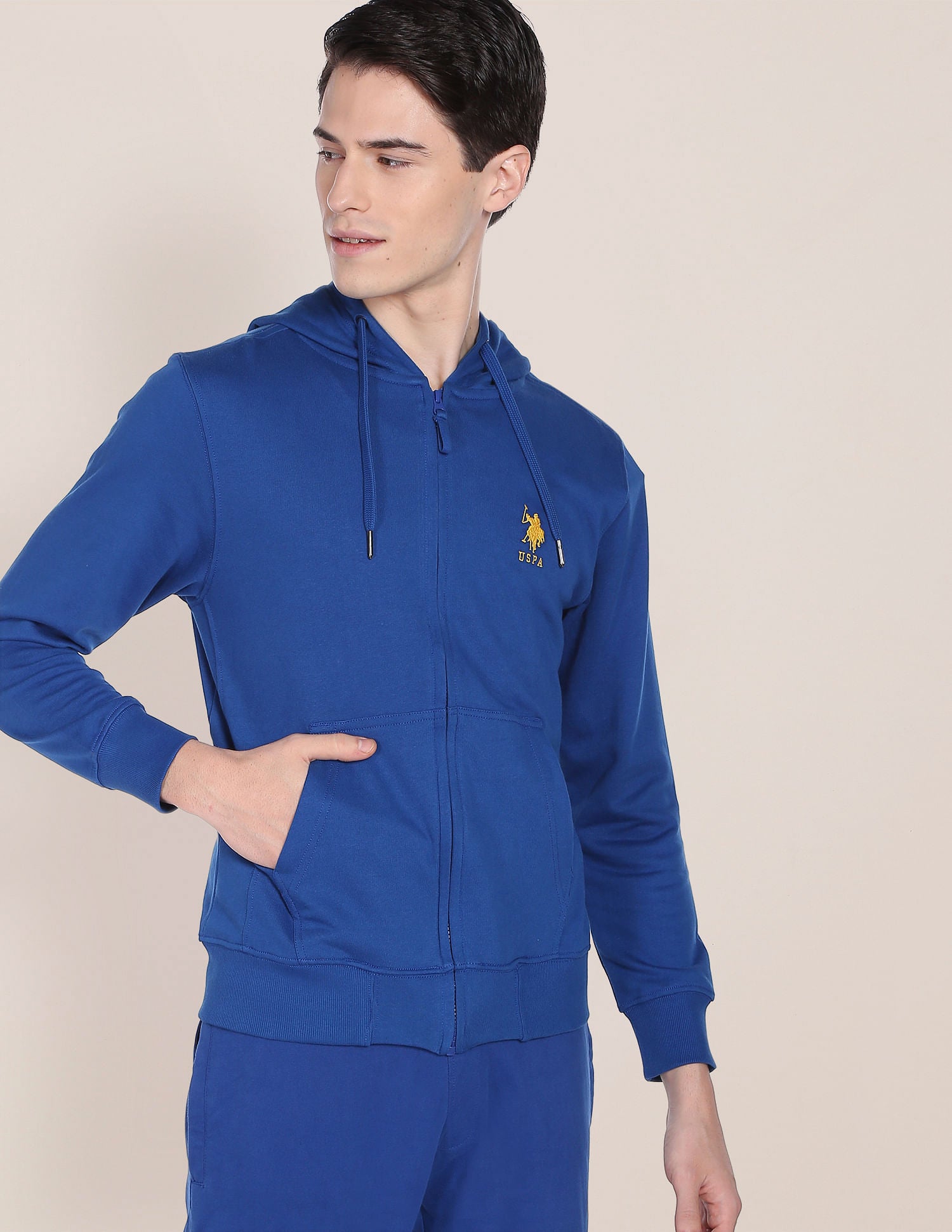 Solid Hooded Sweatshirt Blue - U.S. POLO ASSN. | Large