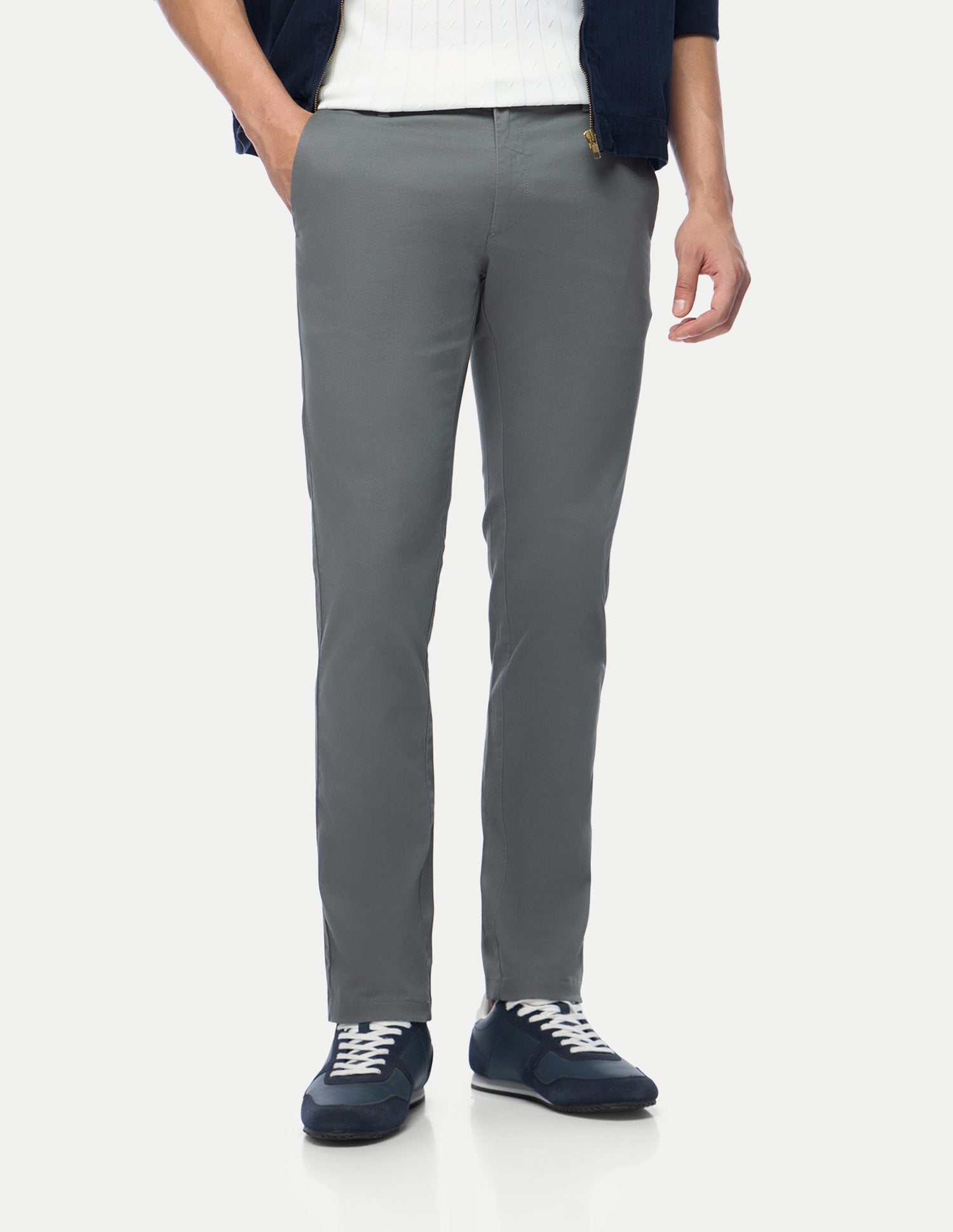 Denver Slim Fit Twill Trousers Dark Grey - U.S. Polo Assn. India | Large
