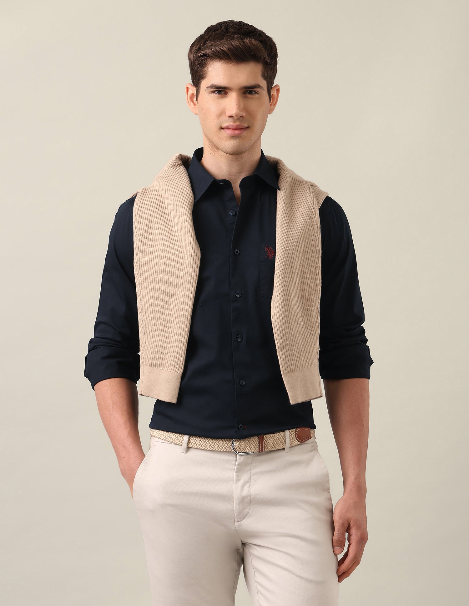 Twill Tailored Fit Shirt Navy - U.S. Polo Assn. India | Large