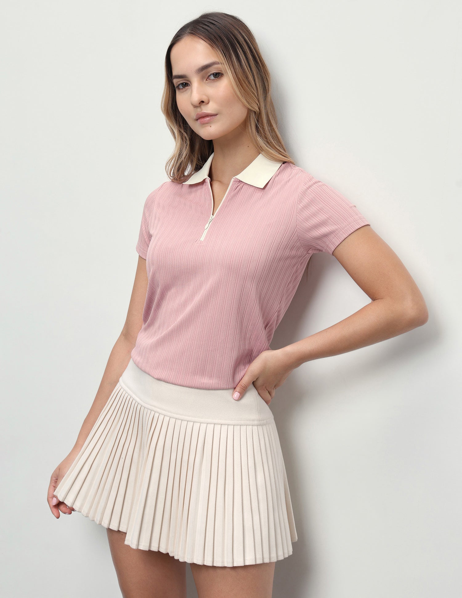 Self Design Vertical Striped Regular Fit Polo Shirt Pink - U.S. Polo Assn. India | Large