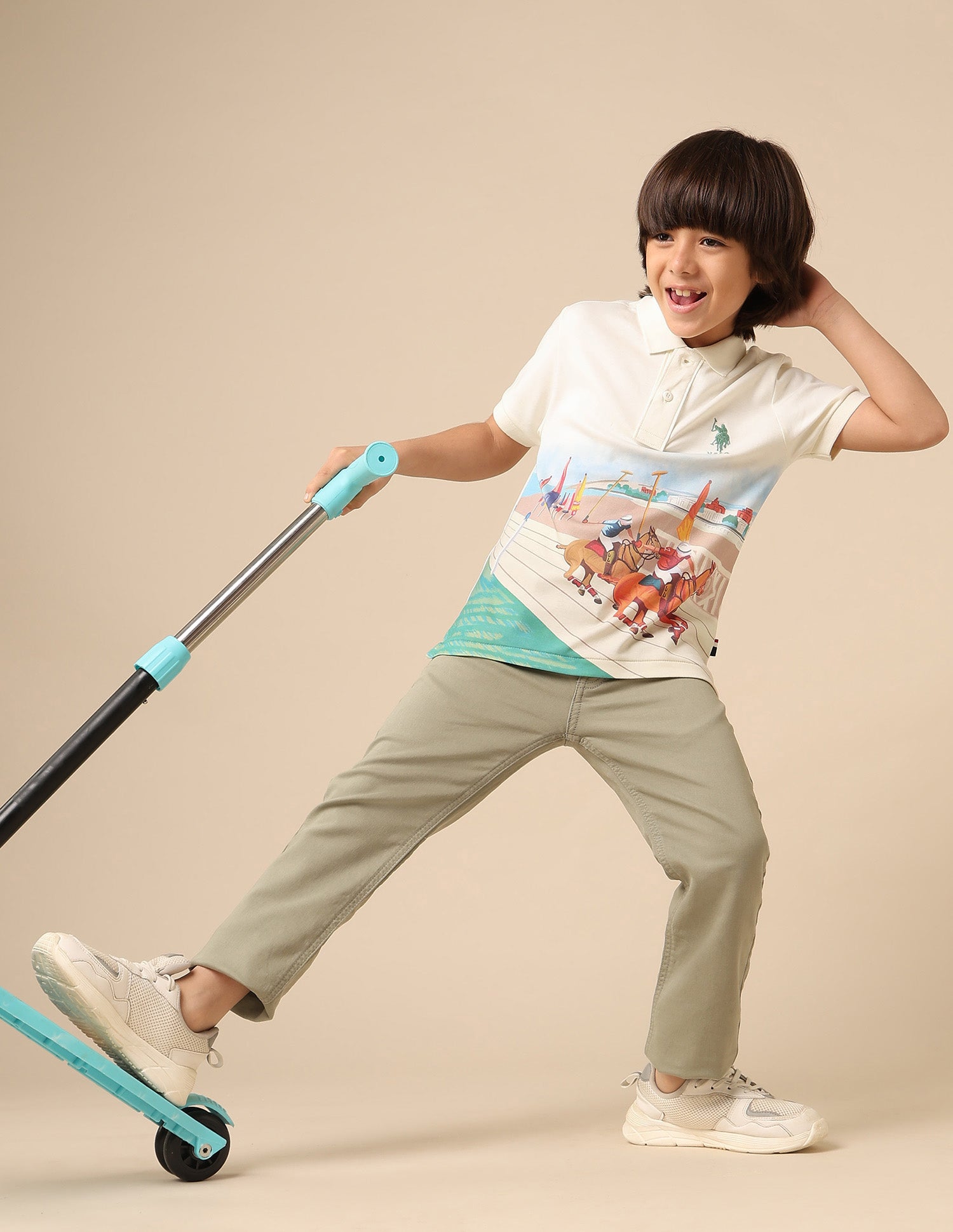 Boys Graphic Printed Regular Fit Polo Shirt