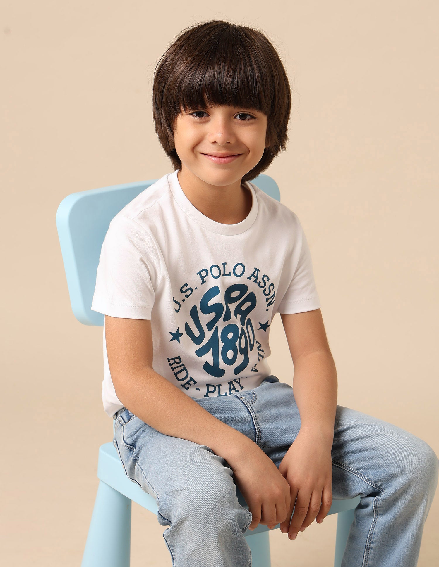 Boys Brand Printed Regular Fit T Shirt