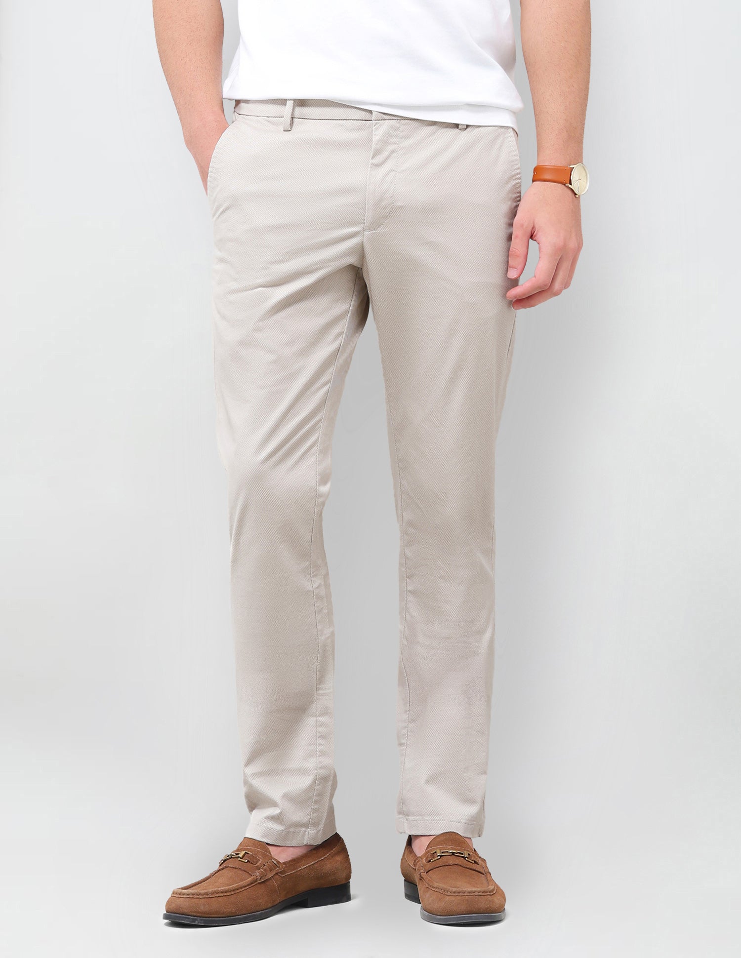 Denver Slim Fit Satin Trouser Beige - U.S. Polo Assn. India | Large