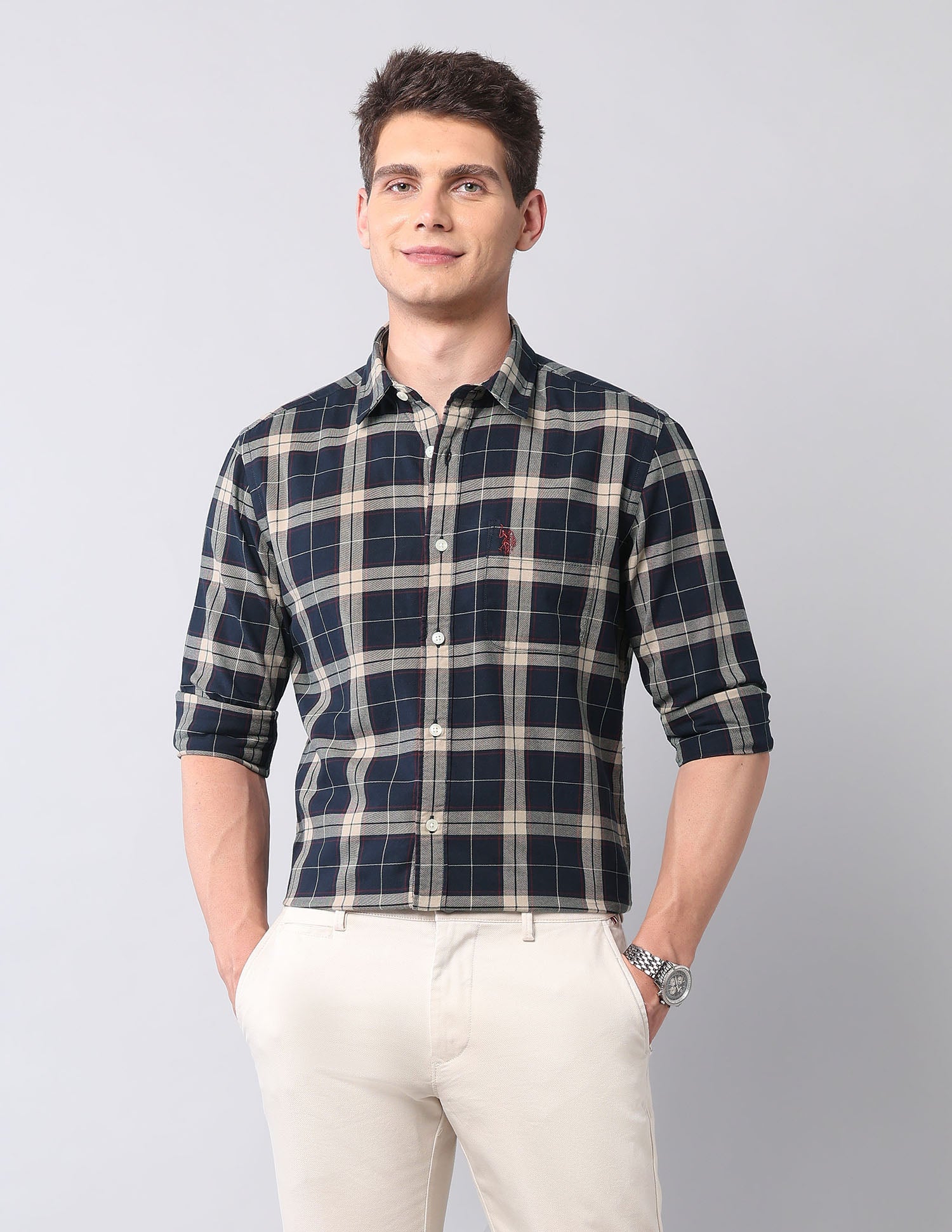 Tartan Checked Twill Shirt Navy - U.S. Polo Assn. India | Large
