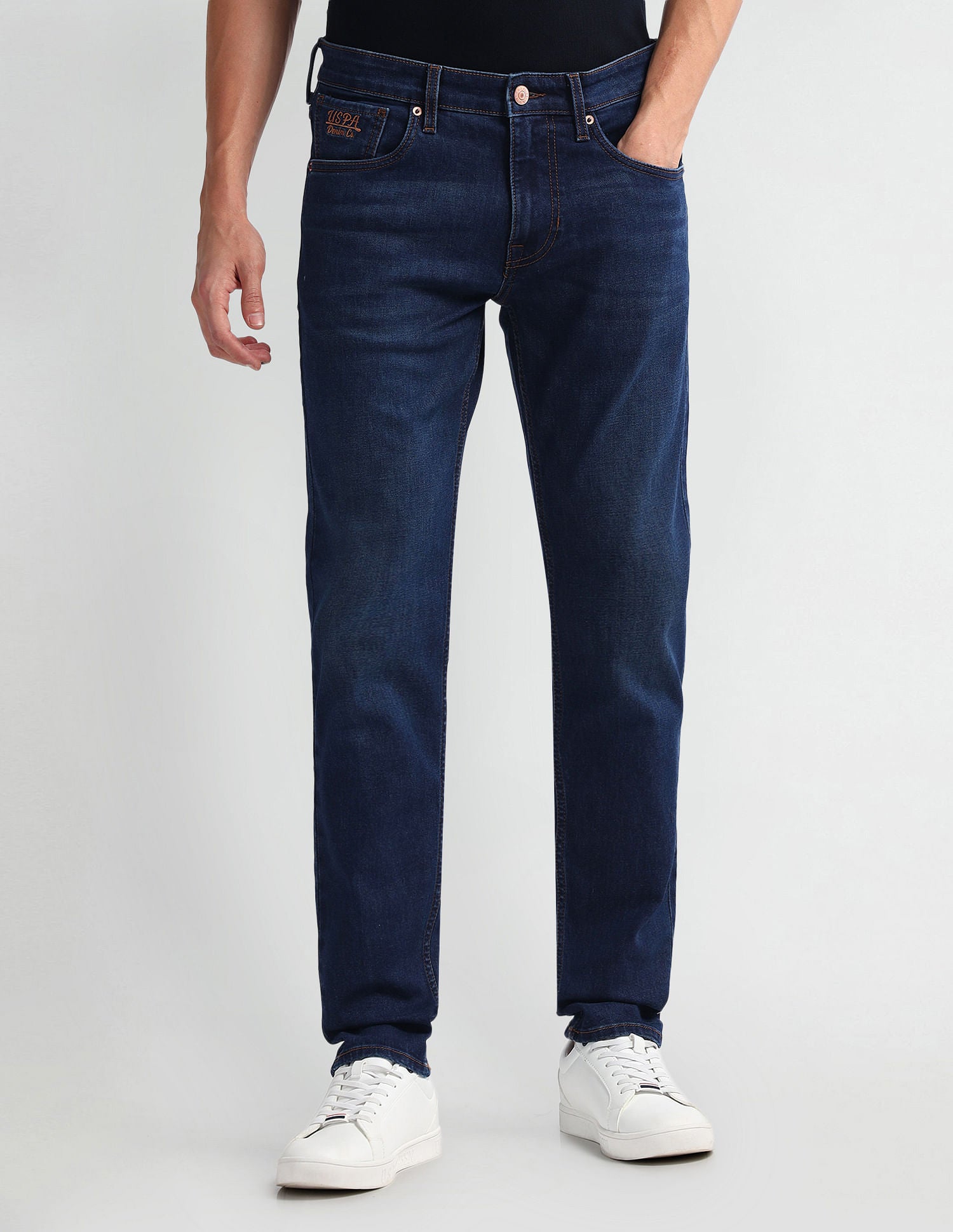 Brandon Slim Tapered Fit Blue Jeans Dark Blue - U.S. Polo Assn. India | Large