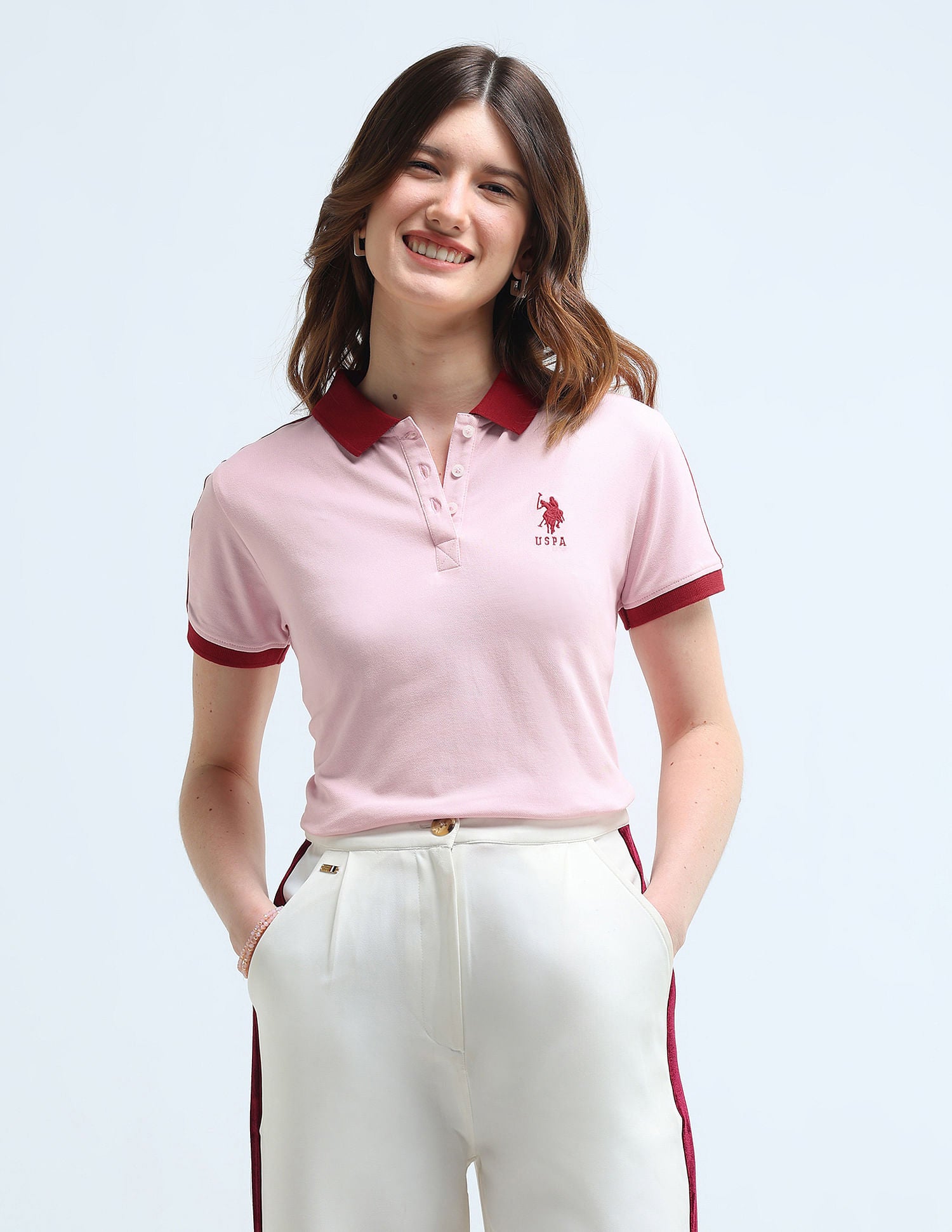 Cotton Colour Blocked Polo Shirt