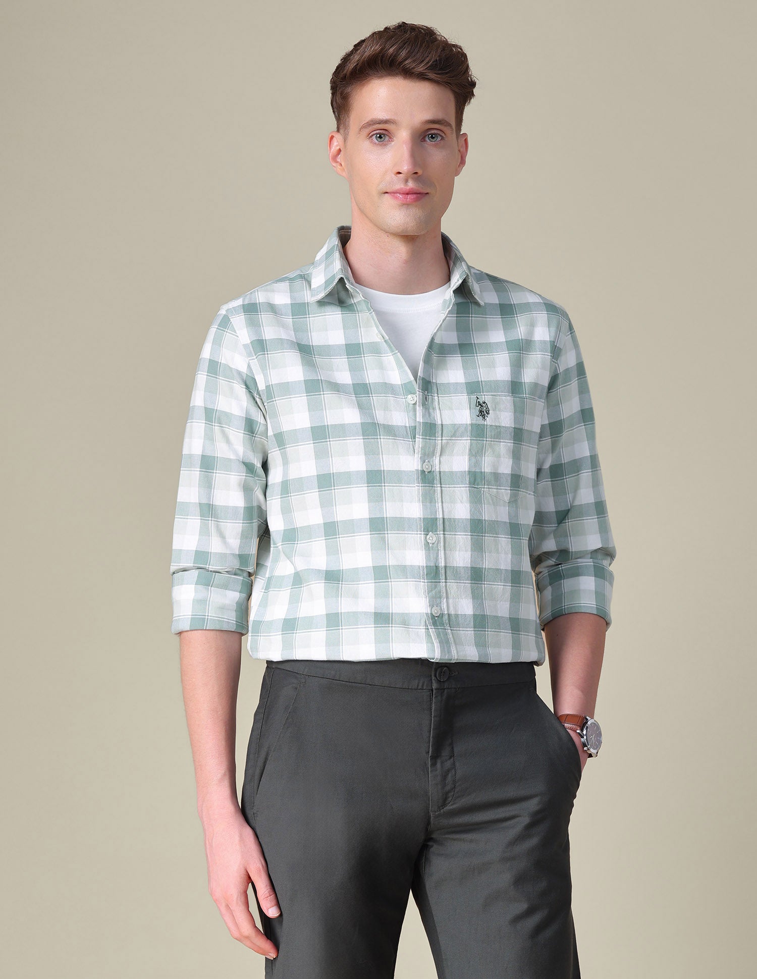 Grid Tattersall Checked Tailored Fit Shirt