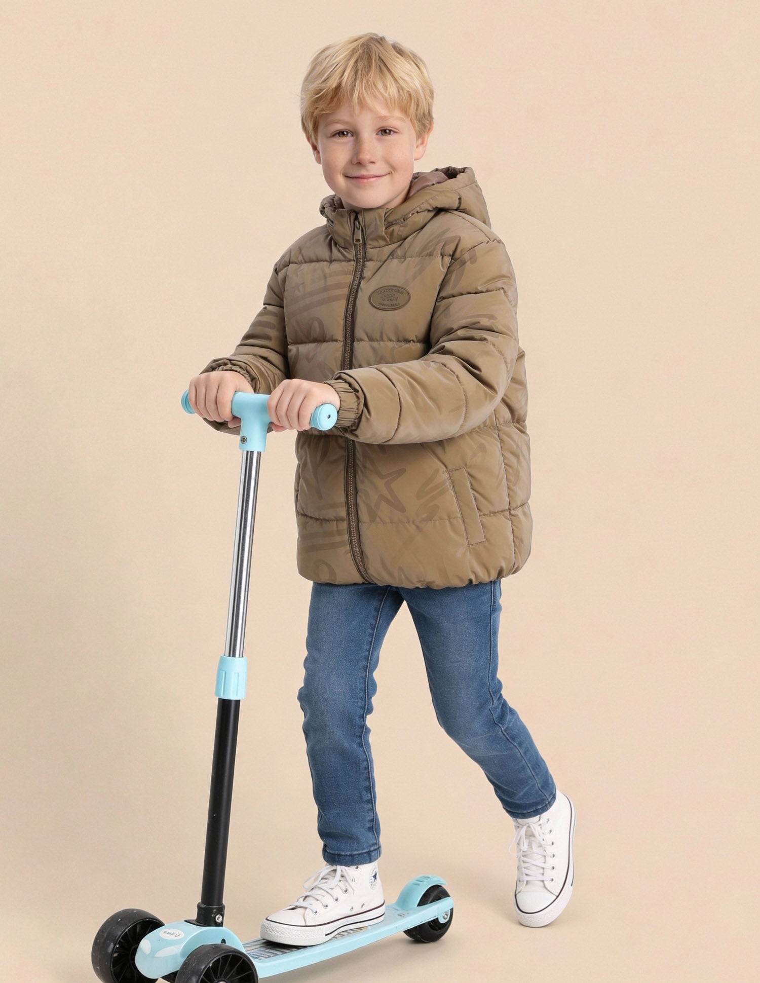 Boys Solid Regular Fit Puffer Jacket