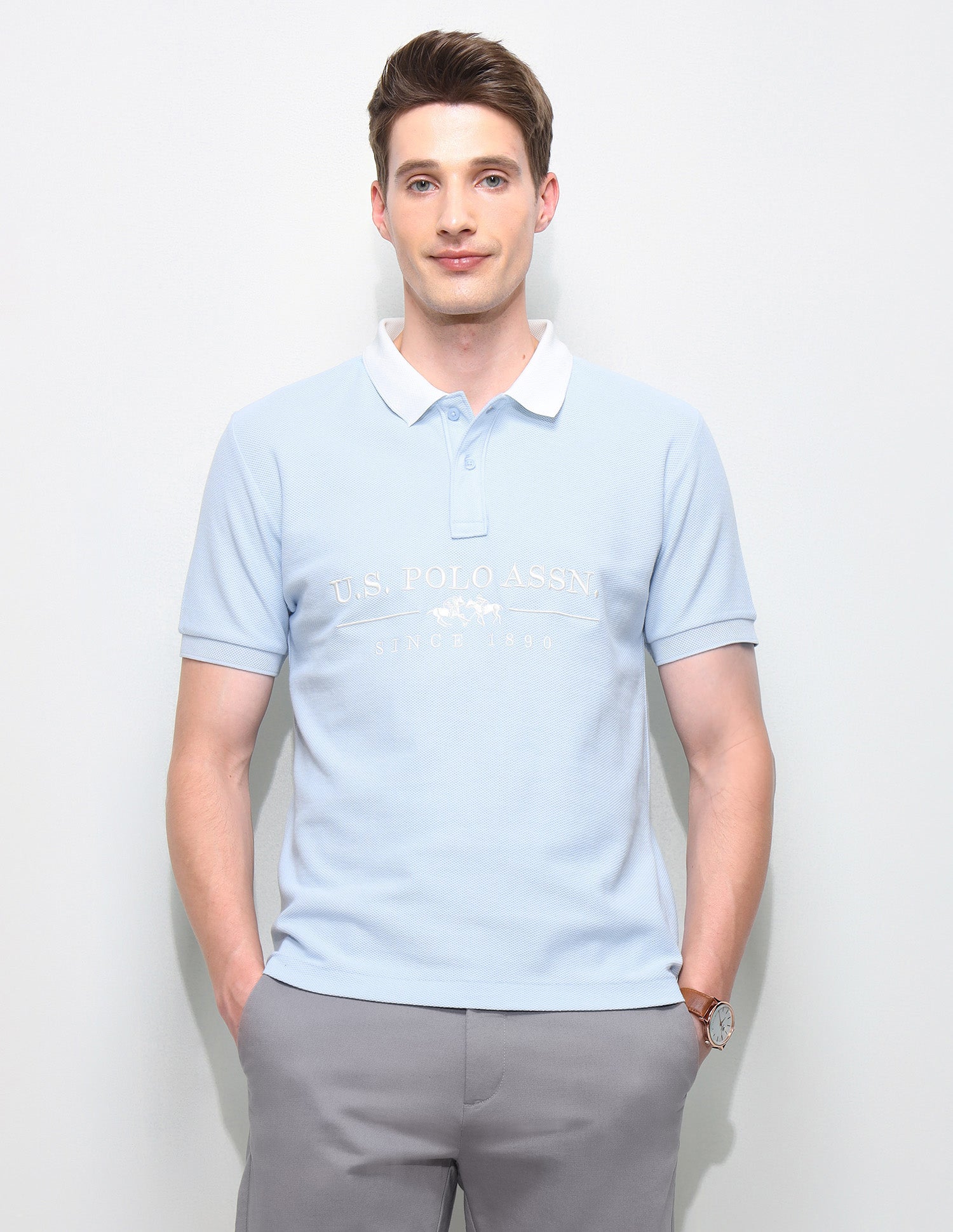 Brand Embroidered Slim Fit Polo Shirt