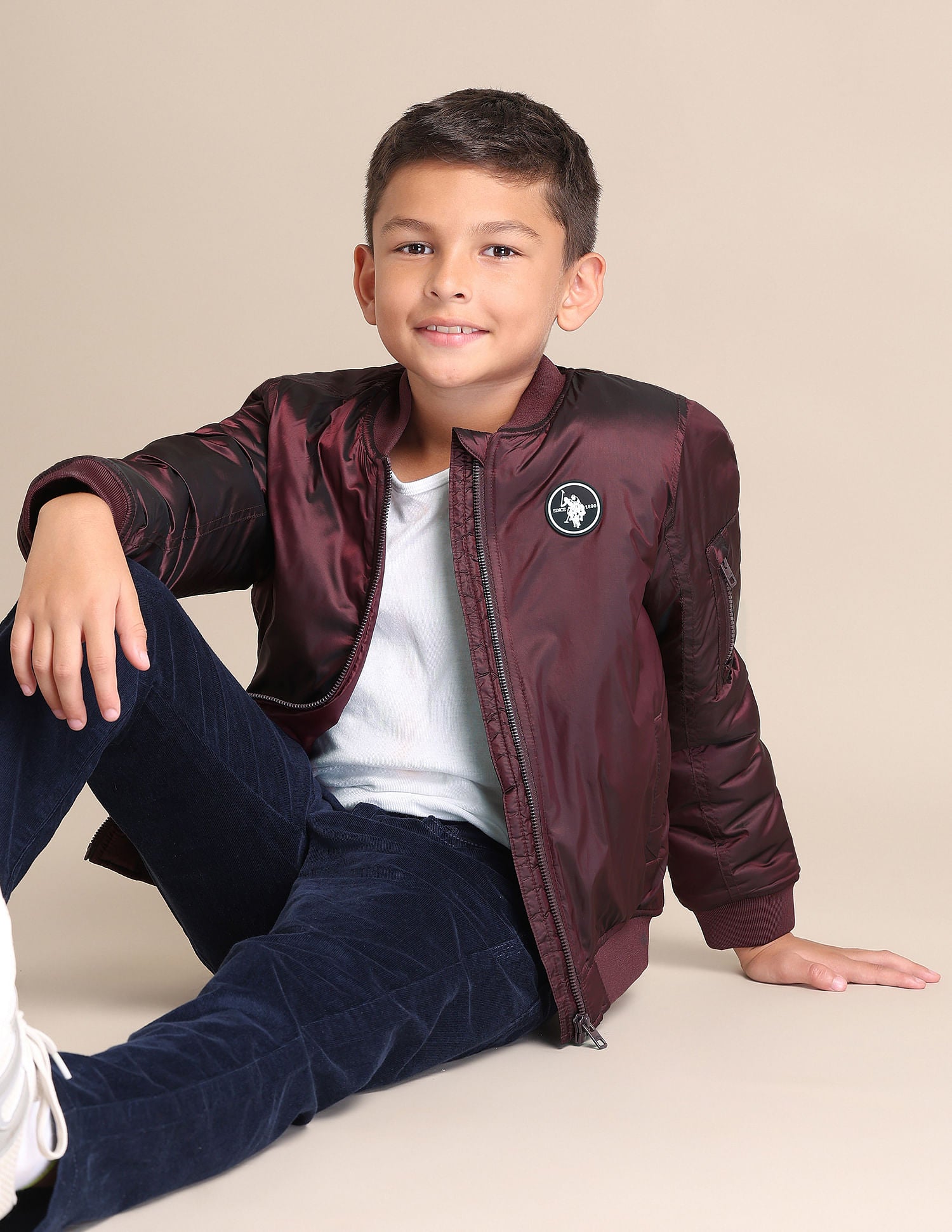 Boys Solid Mock Collar Jacket