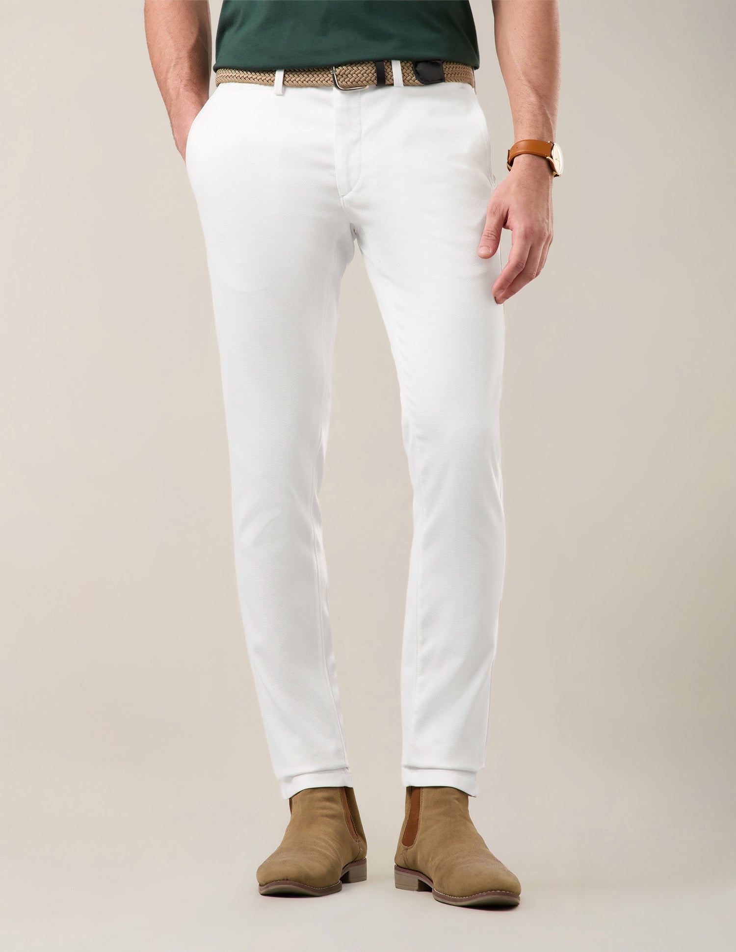 Mid Rise Austin Slim Fit Trousers White - U.S. Polo Assn. India | Large