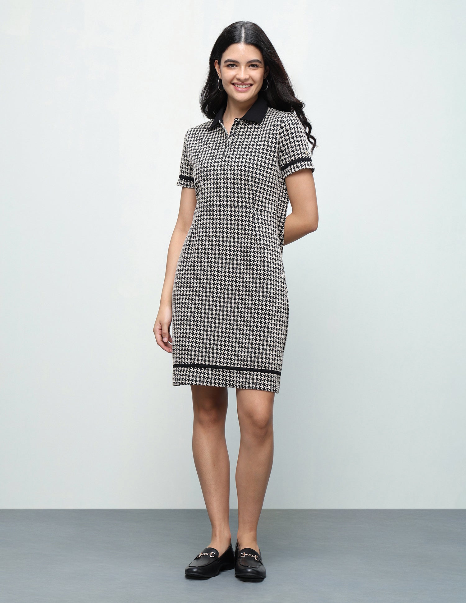 Houndstooth Bodycon Polo Shirt Dress Multicolour - U.S. Polo Assn. India | Large