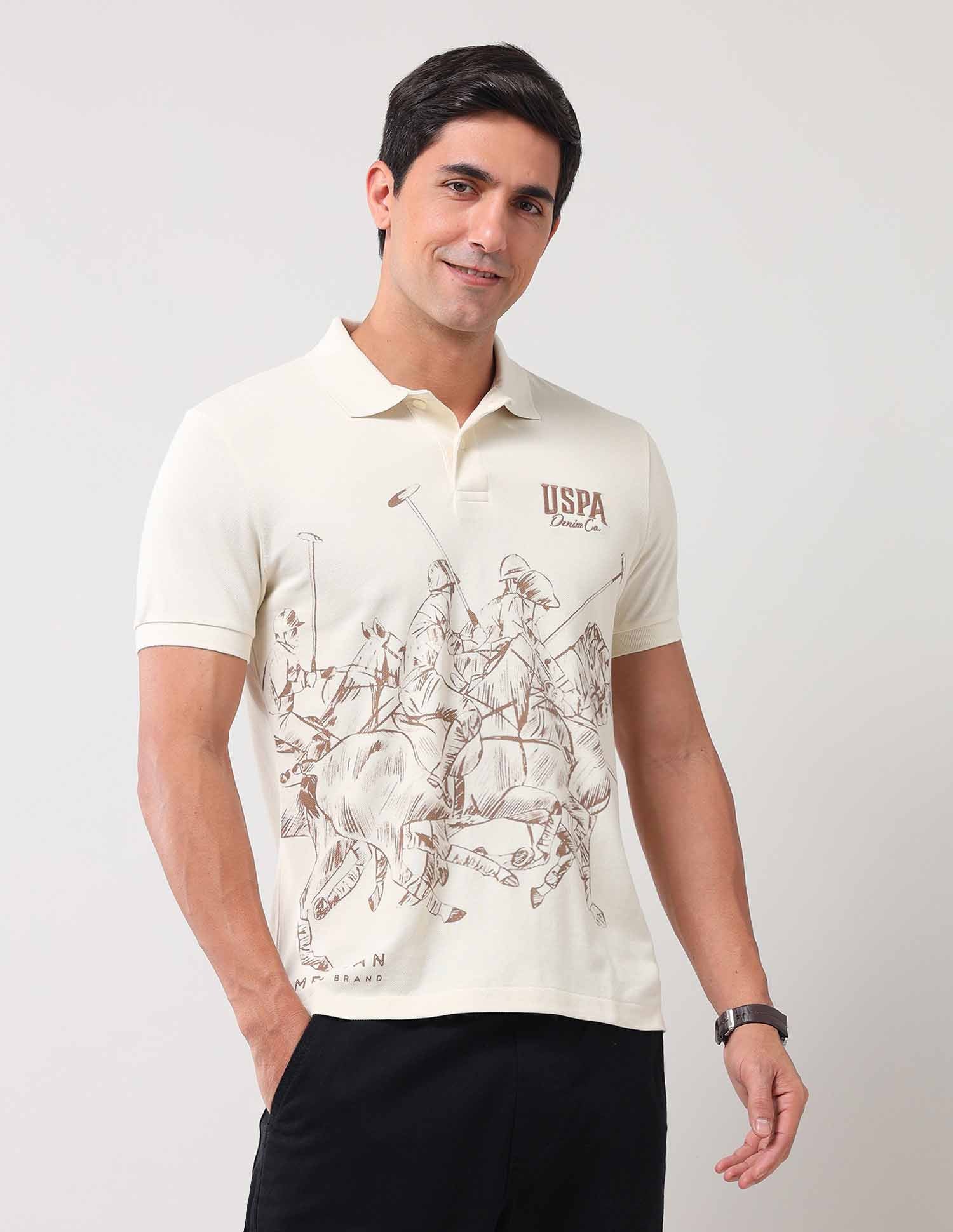 Brand Printed Muscle Fit Polo Shirt