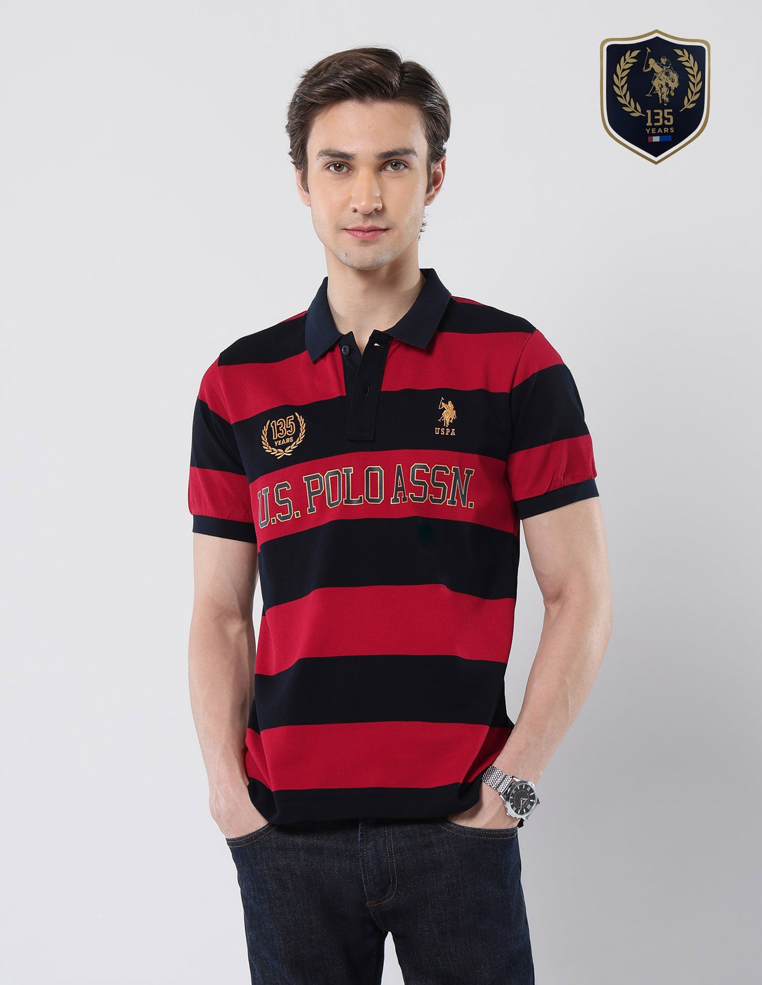 Pure Cotton 135 Anniversary Polo Shirt Red - U.S. Polo Assn. India | Large