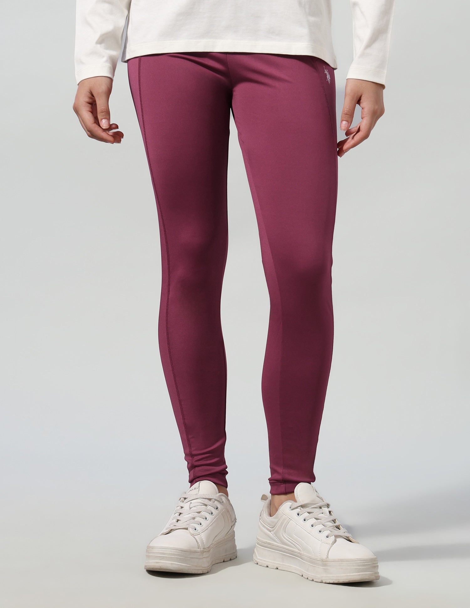 High Rise Solid Leggings Wine - U.S. Polo Assn. India | Large