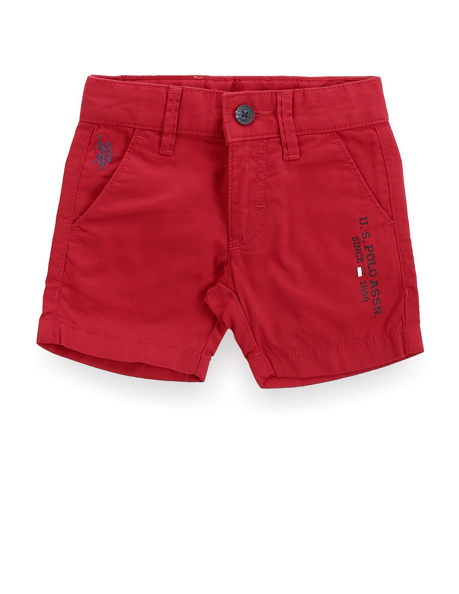 Boys Solid Cotton Shorts Red - U.S. Polo Assn. India | Large