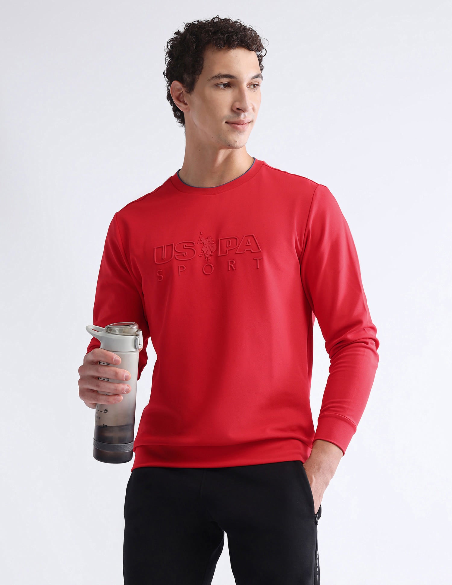 Brand Embossed Regular Fit Active Sweatshirt Red - U.S. Polo Assn. India | Large