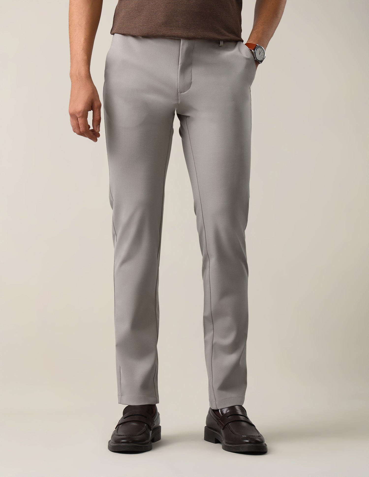 Denver Slim Fit Satin Trousers Ecru - U.S. Polo Assn. India | Large
