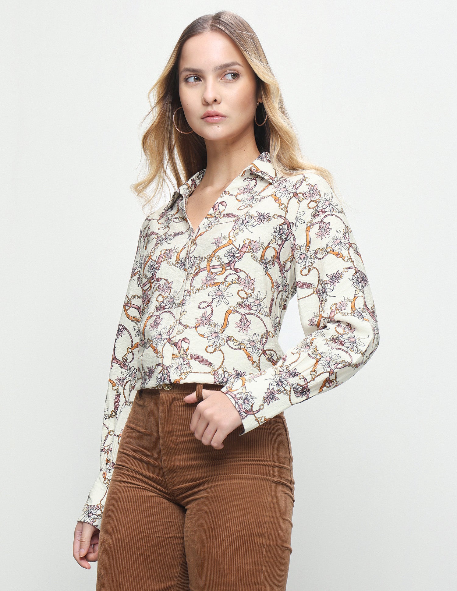 Floral Printed Relaxed Fit Shirt Off-White - U.S. Polo Assn. India | Large