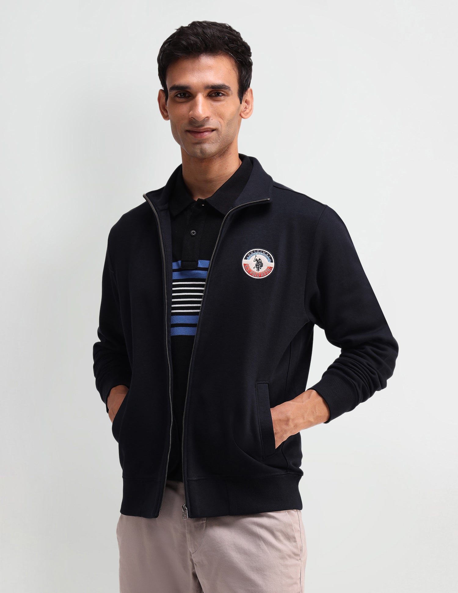 Solid Regular Fit Sweatshirt Navy - U.S. Polo Assn. India | Large
