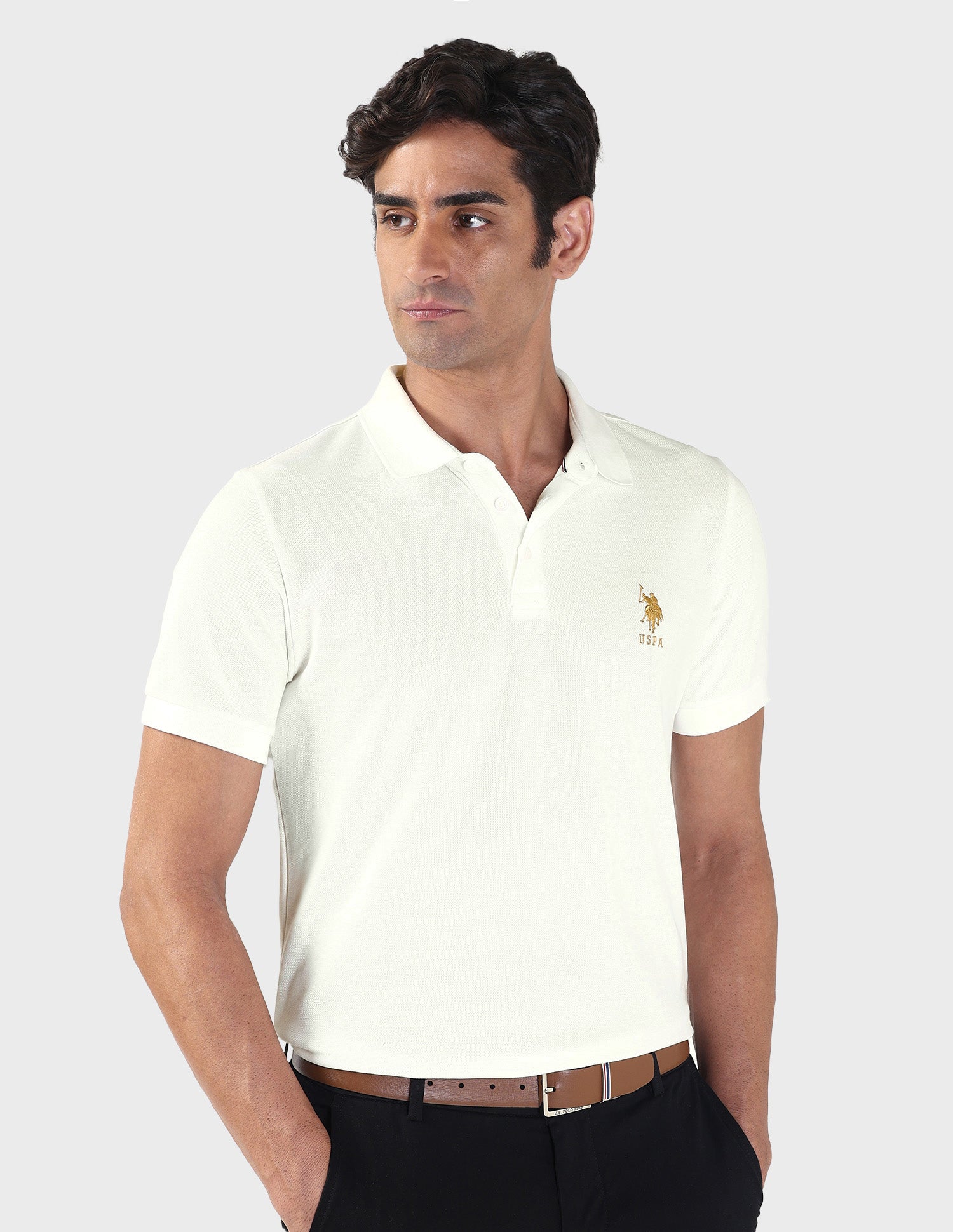 Liquid Cotton Slim Polo Shirt White - U.S. Polo Assn. India | Large