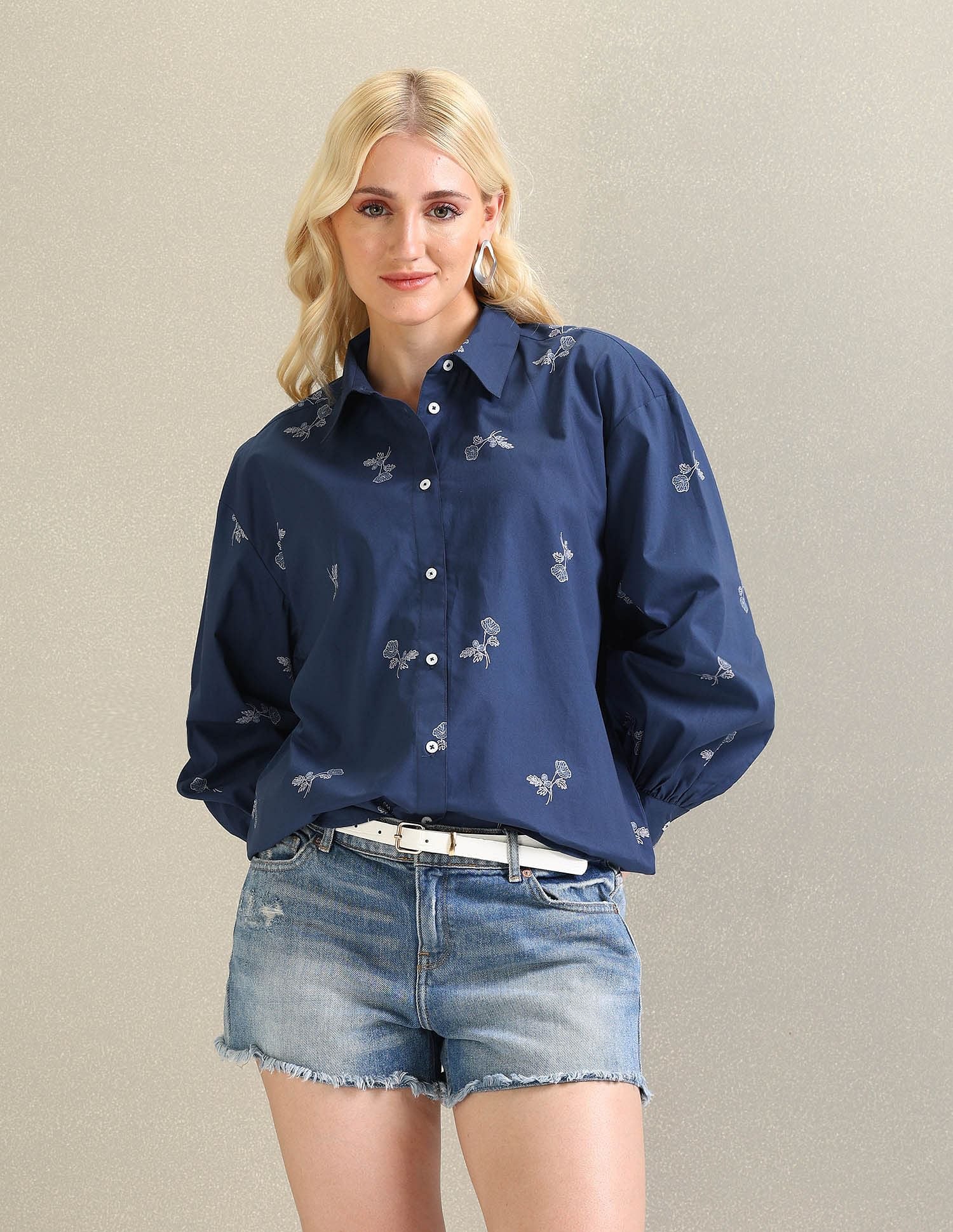 Pure Cotton Floral Shirt Blue - U.S. Polo Assn. India | Large