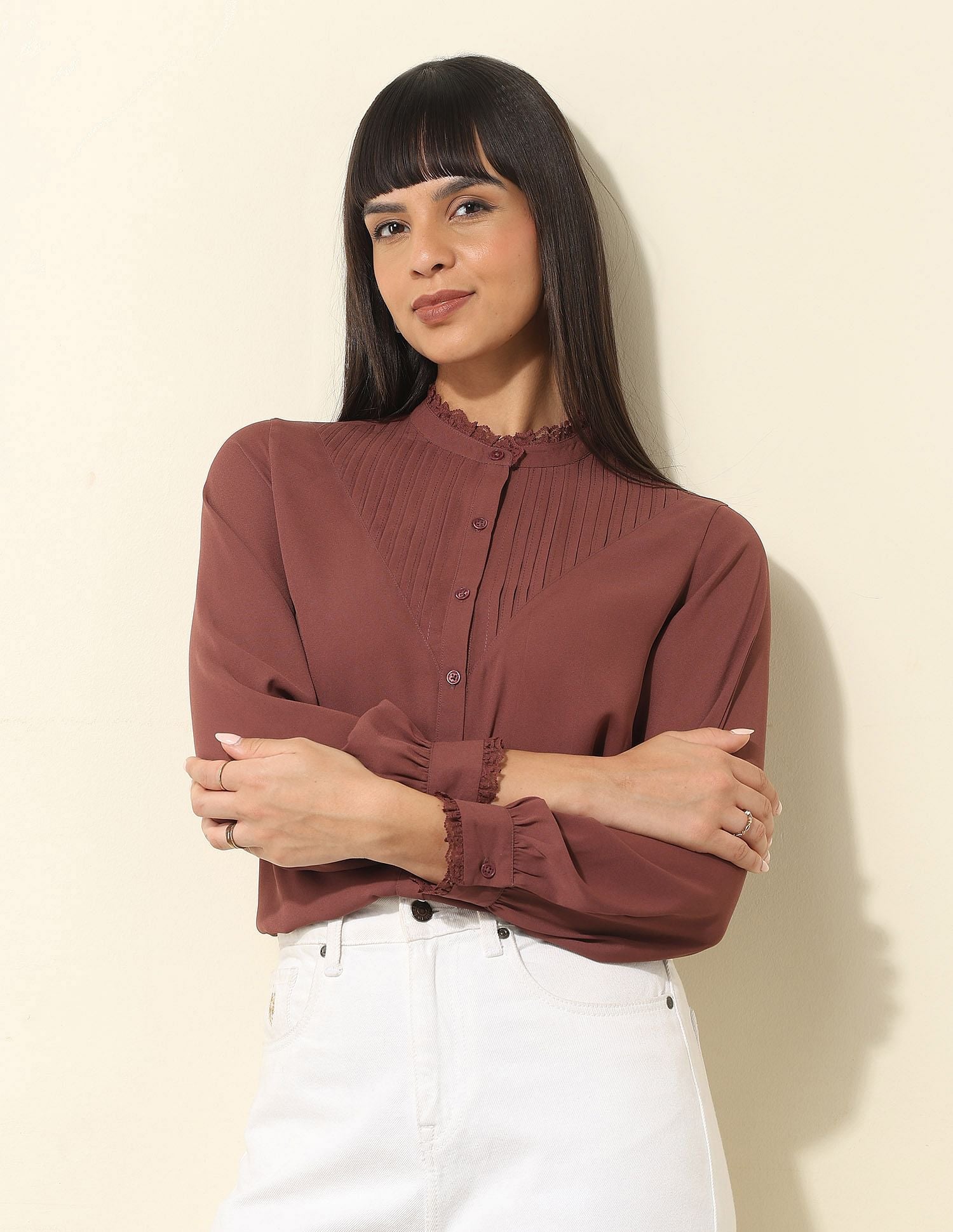 Ruffled Frill Top Maroon - U.S. POLO ASSN. | Large