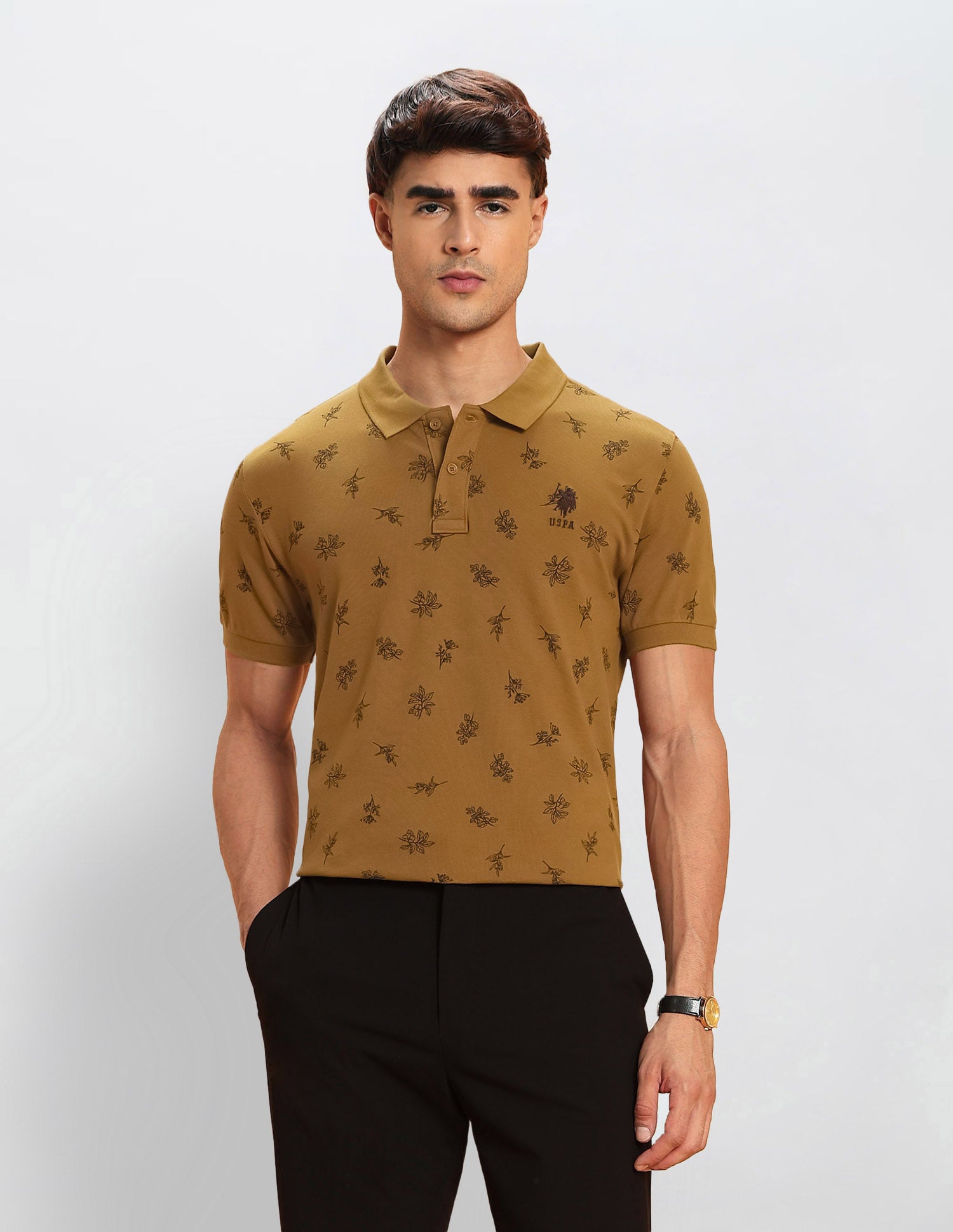 Slim Fit Floral Printed Polo Shirt