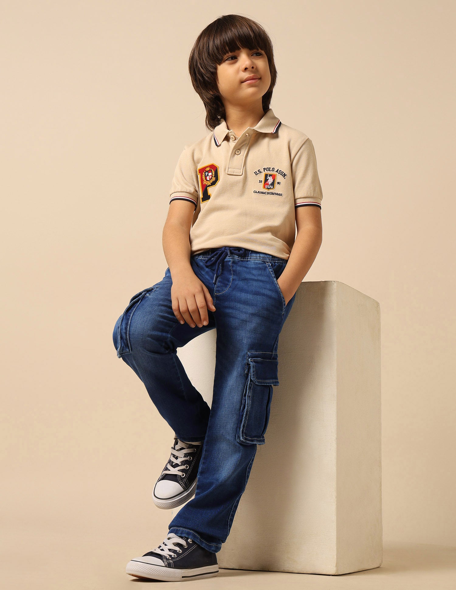 Boys Whiskered Regular Fit Cargo Jeans