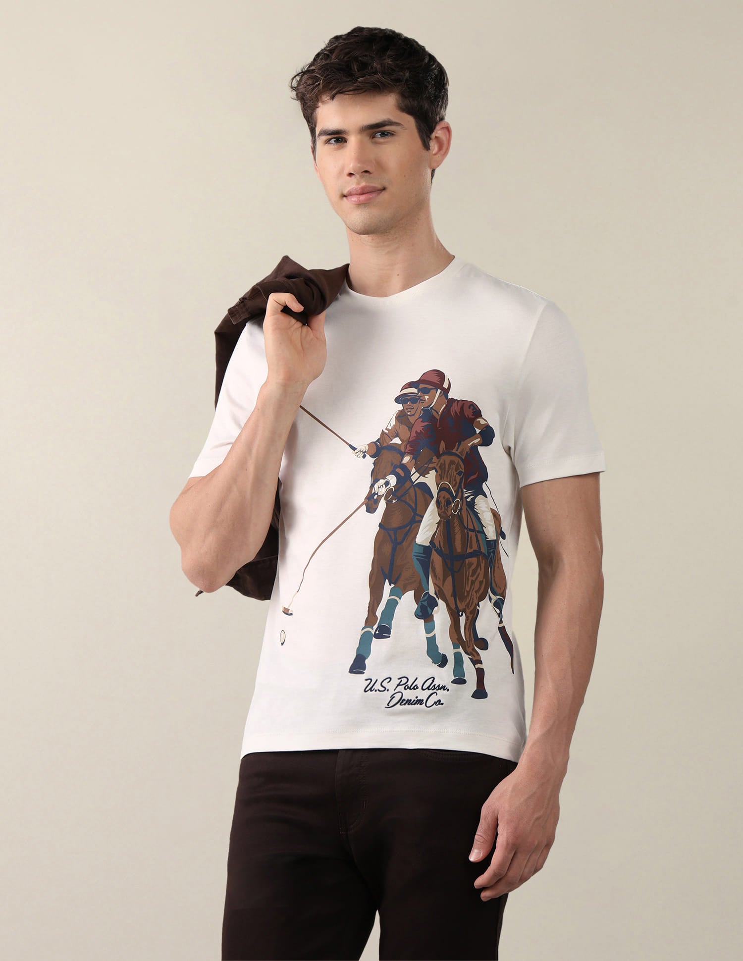 Graphic Brand Printed Slim Fit T-Shirt White - U.S. Polo Assn. India | Large