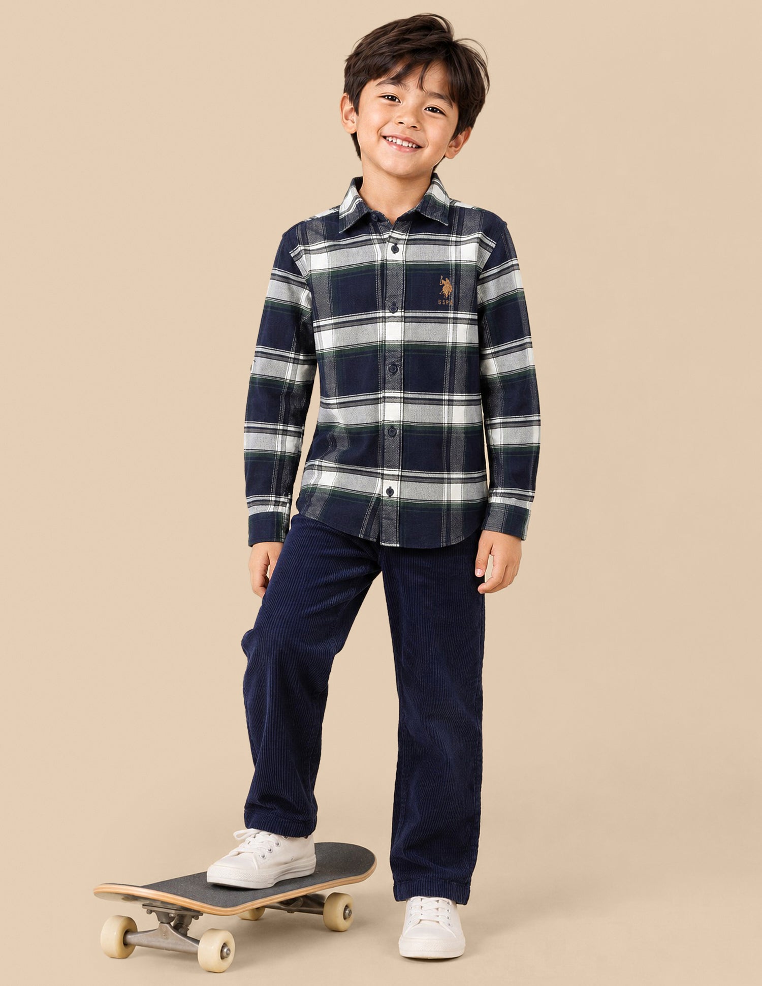 Plaid Checked Corduroy Shirt Navy - U.S. Polo Assn. India | Large