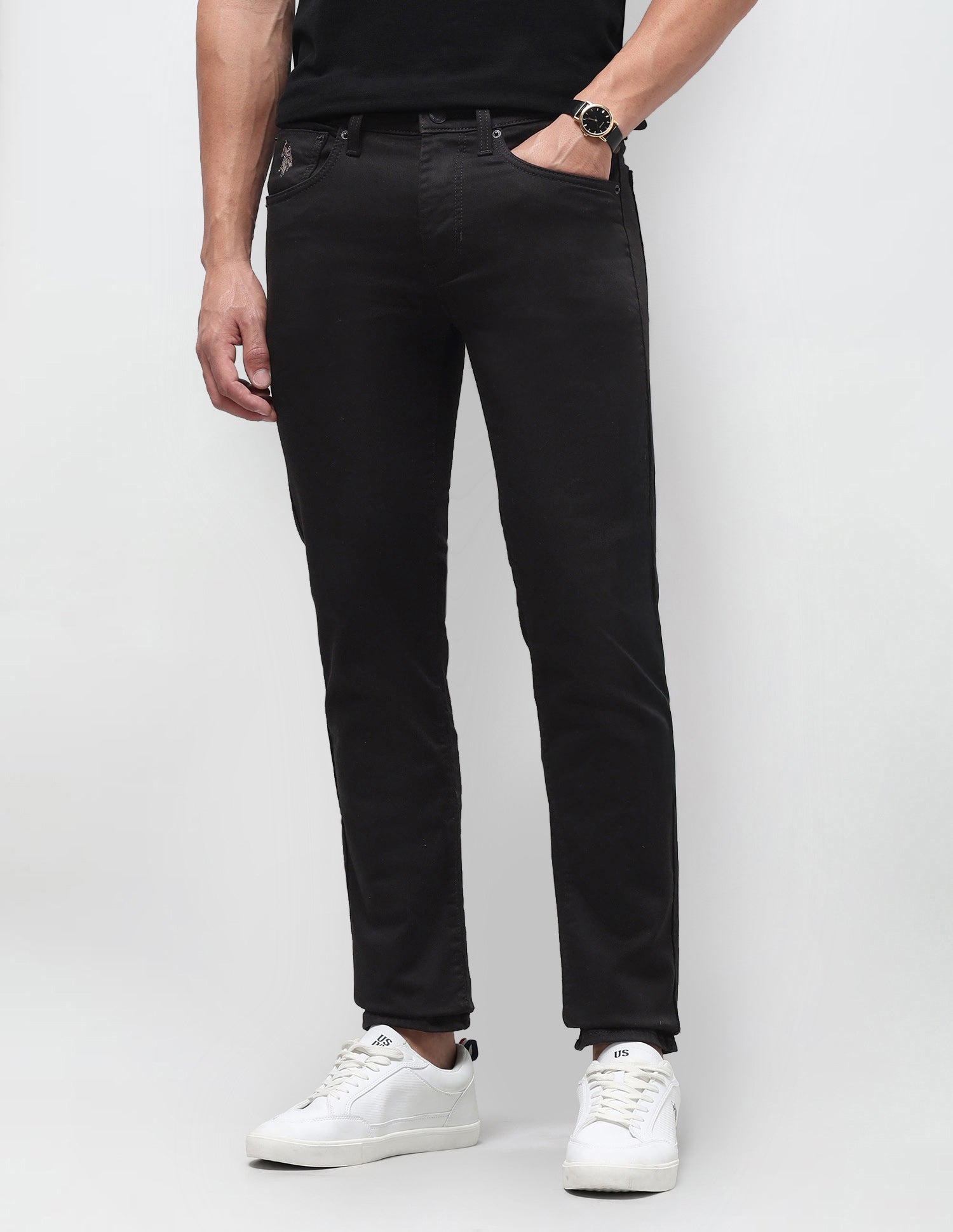 Regallo Skinny Fit Black Jeans